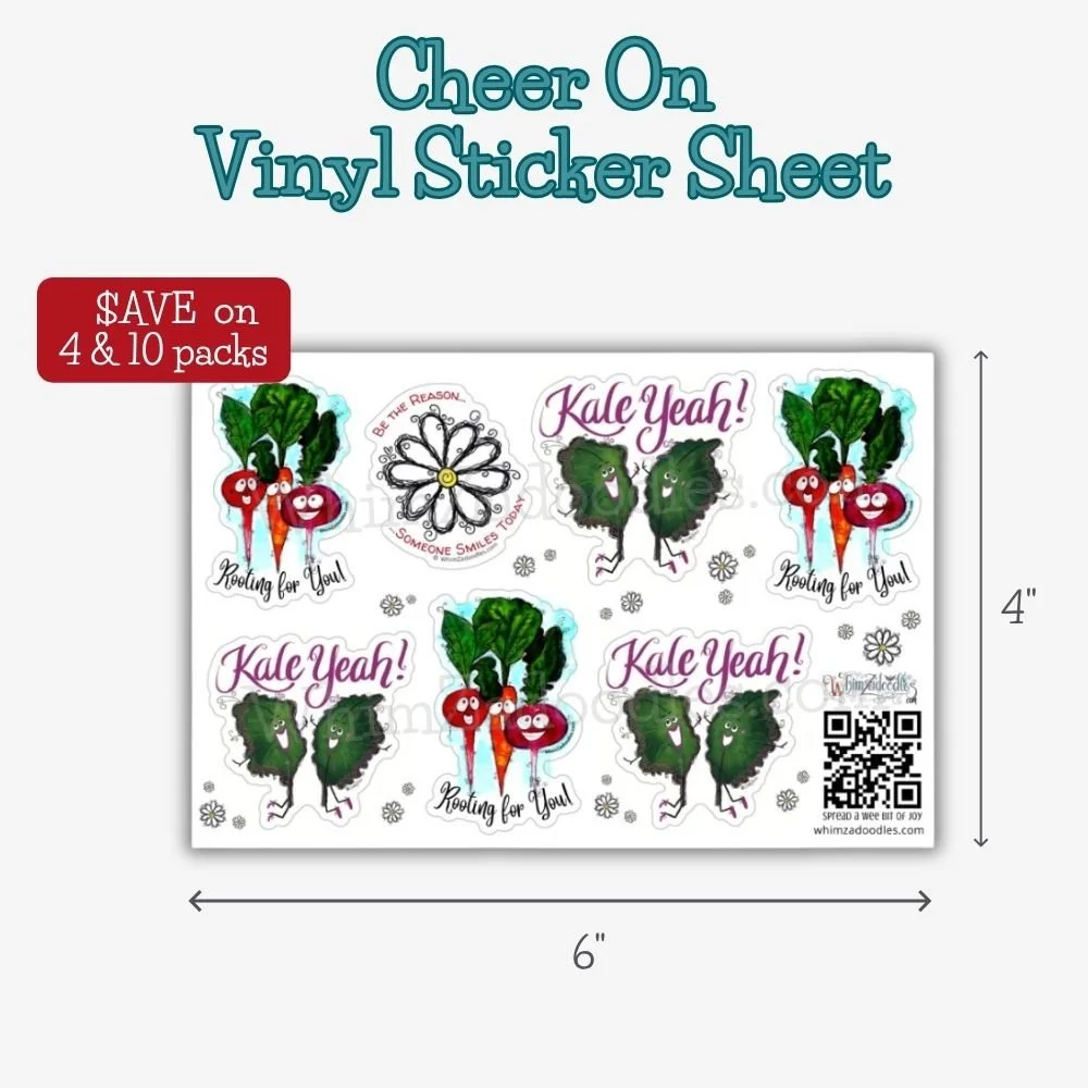 Cheer Someone On sticker sheet available in single, 4-pack, and 10-pack options featuring watercolor encouragement stickers perfect for sharing kindness.