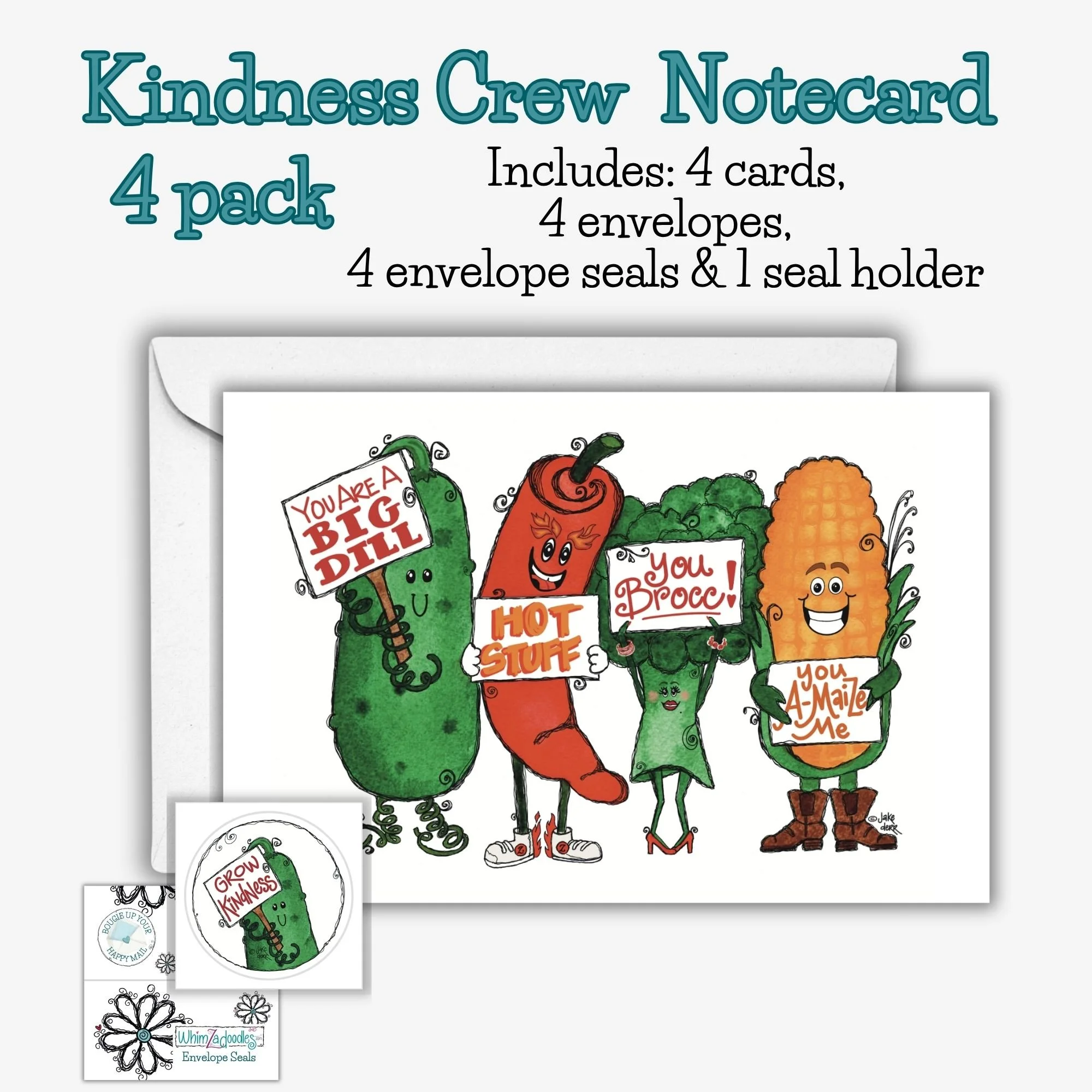 Cultivating Kindness Crew 4 pack notecards with colorful design for happy mail and handwritten notes