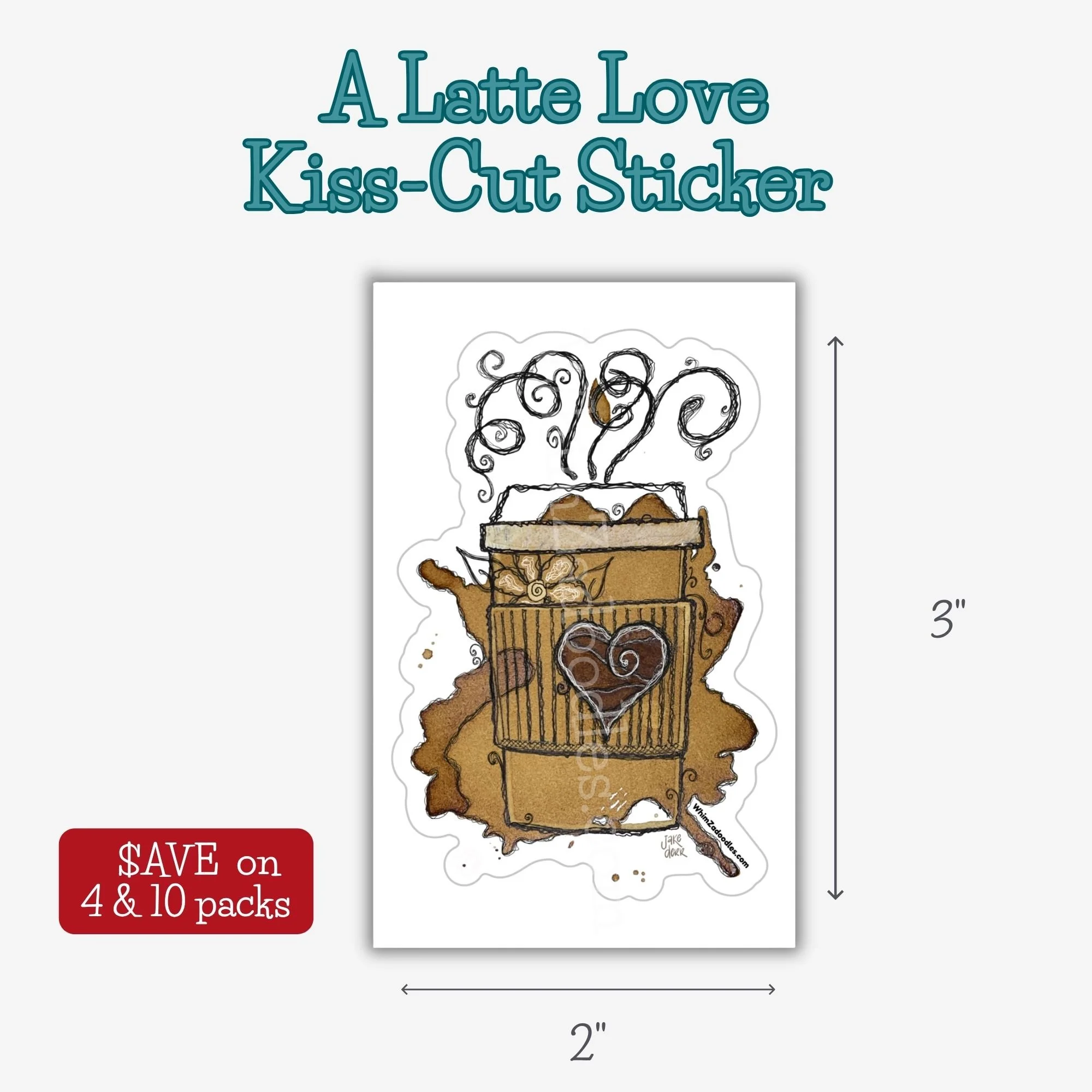 Kiss-cut coffee sticker featuring cheerful watercolor artwork designed to spread kindness, encouragement, and smiles wherever it's placed.