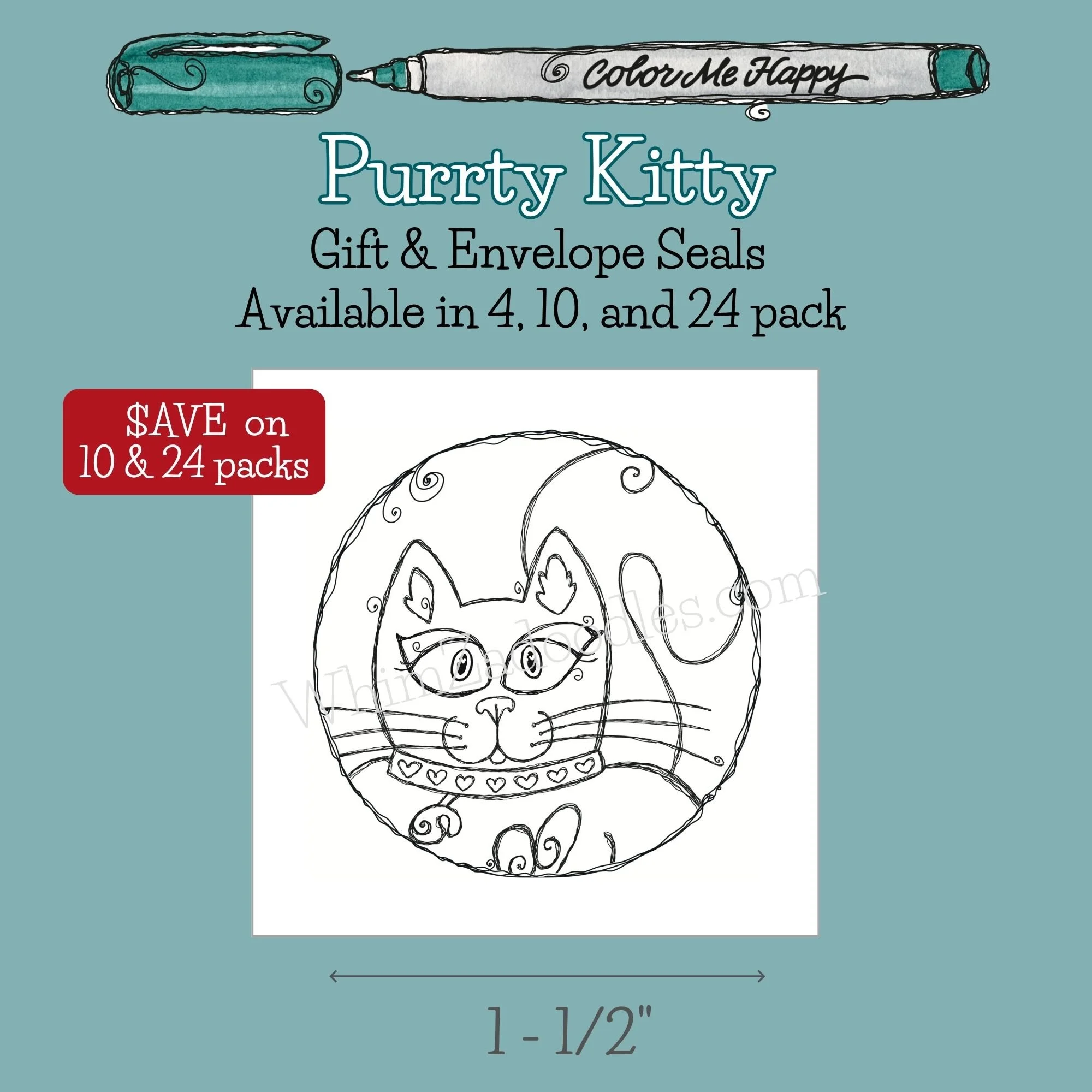 Cat-themed coloring card kit with matching envelope and seal designed for relaxation, creativity, and meaningful handwritten notes.