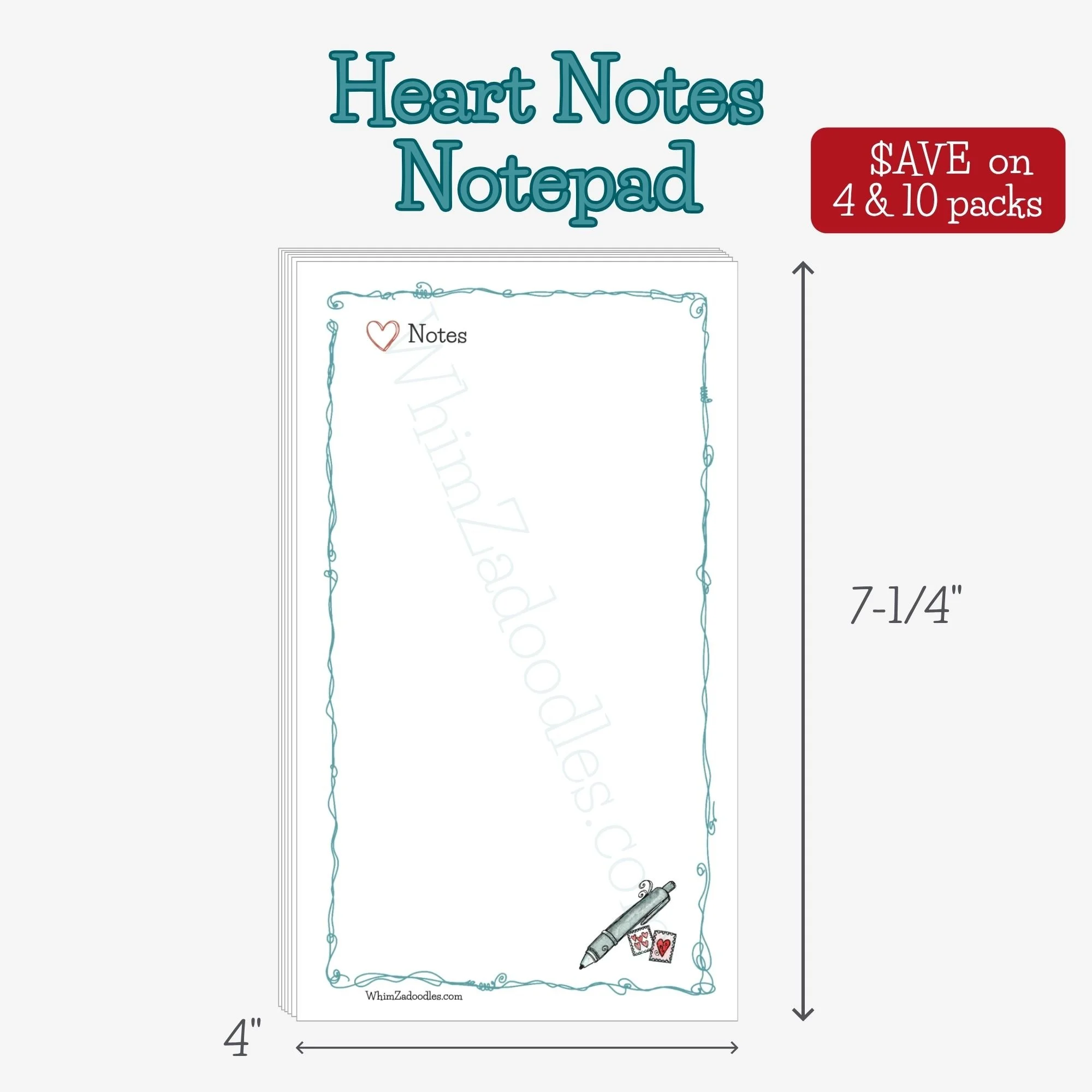 Sending Happy Mail Heart Notes notepad featuring whimsical mailbox artwork for reminders, gratitude notes, and everyday encouragement.