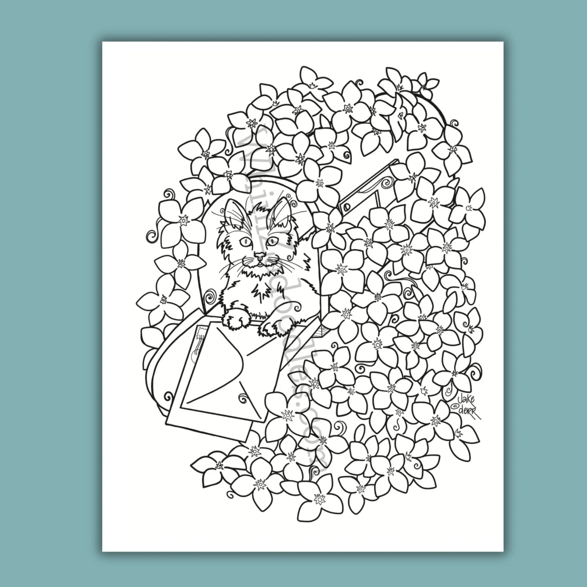 PURRFECT DELIVERY - Color Me Happy coloring card