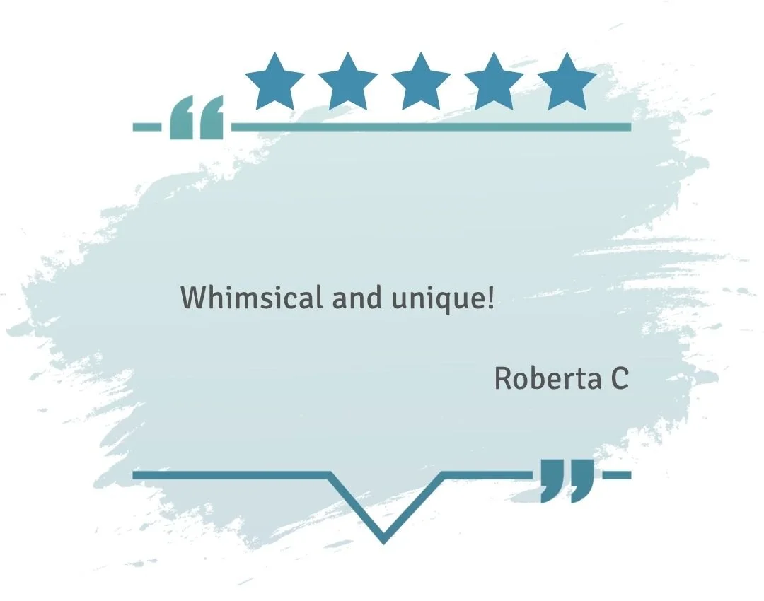 Five-star review calling the Rooting for You design whimsical, unique, and delightfully different