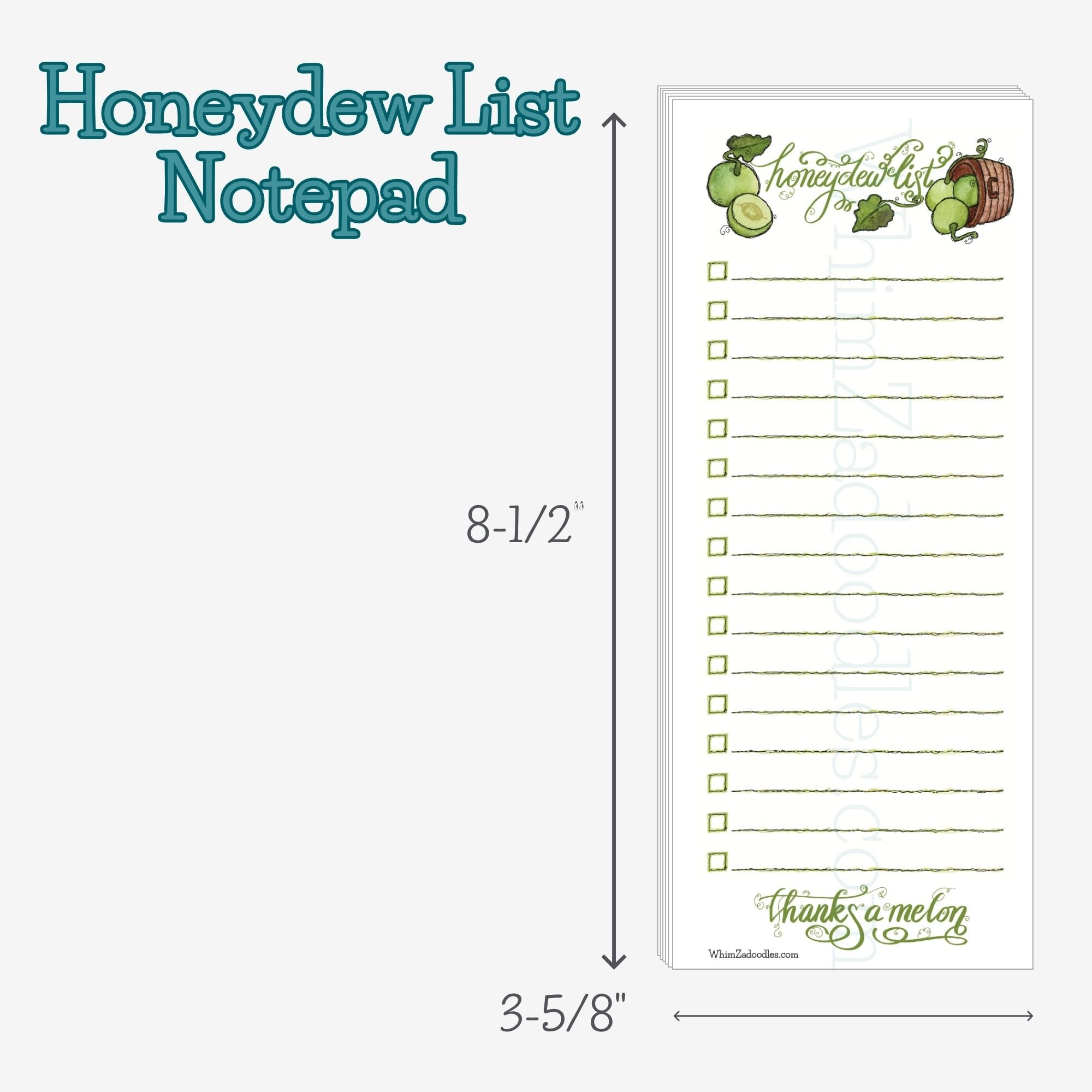 Single honeydew list notepad displayed flat with lined pages and playful header for writing daily tasks and notes