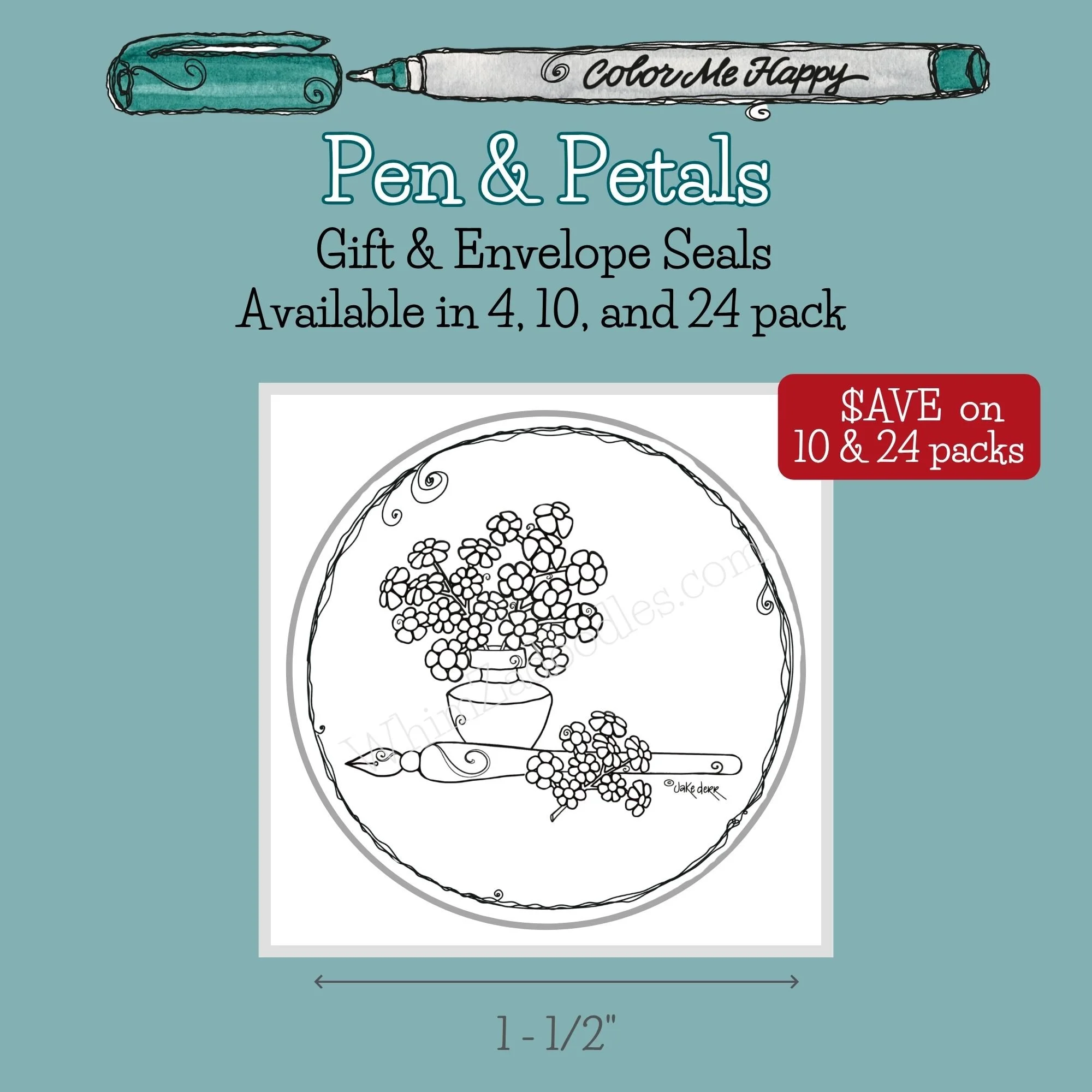 PEN AND PETALS Color Me Happy coloring card set