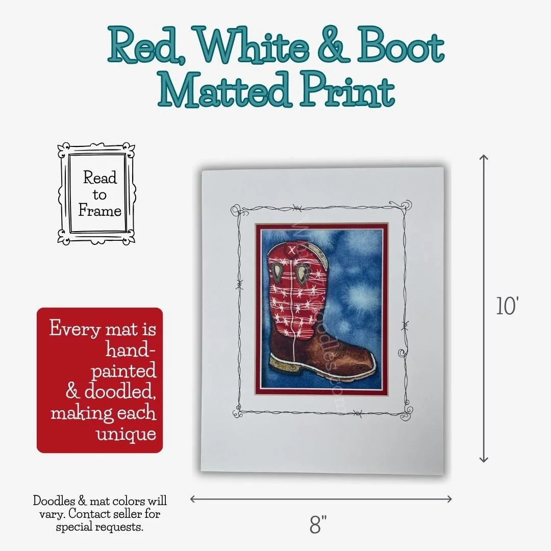 red-white-boot-matted-art-ready-to-frame