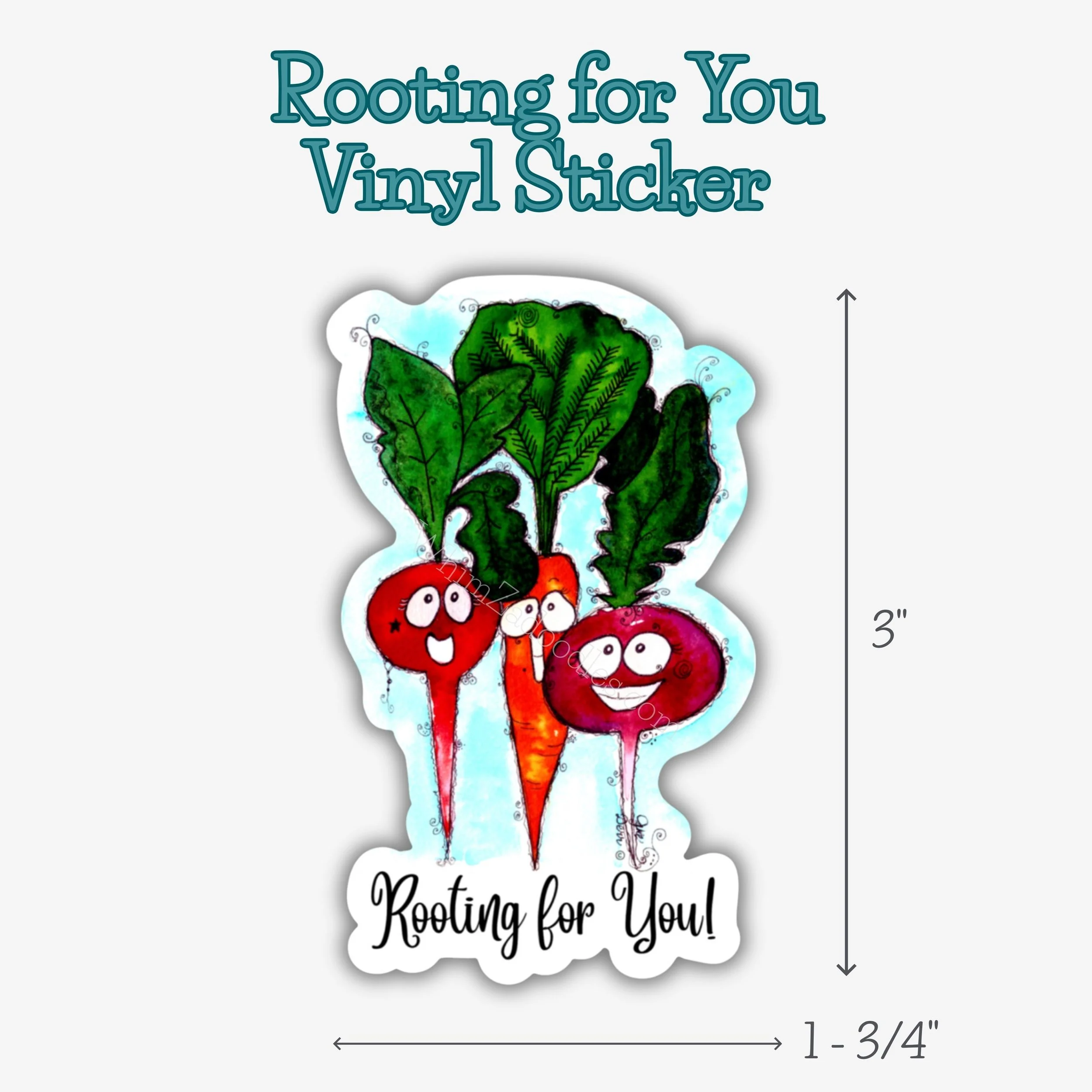 Rooting for You vinyl sticker with cheerful vegetable artwork. Waterproof and durable—perfect for water bottles, laptops, and daily feel-good reminders