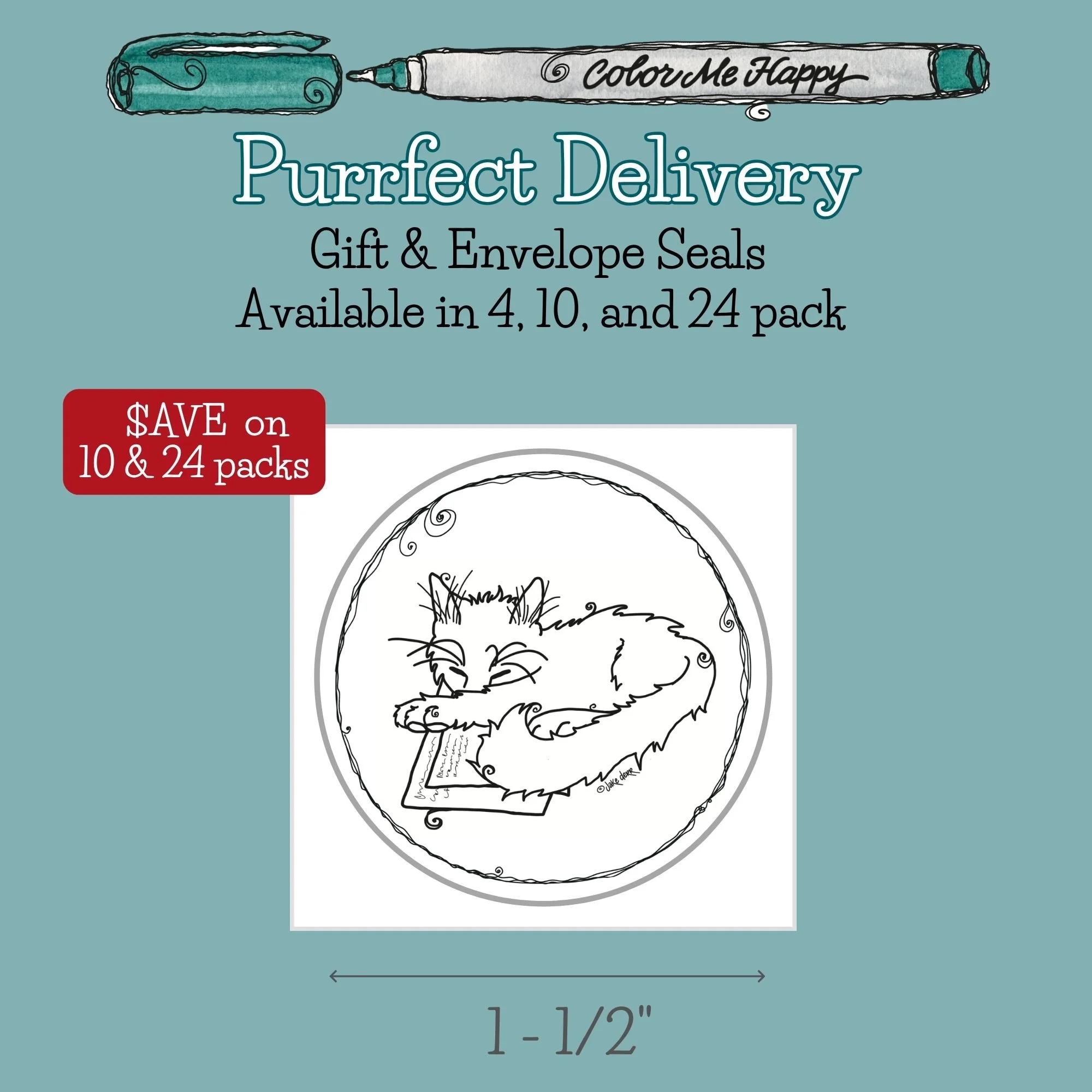 PURRFECT DELIVERY - Color Me Happy coloring card