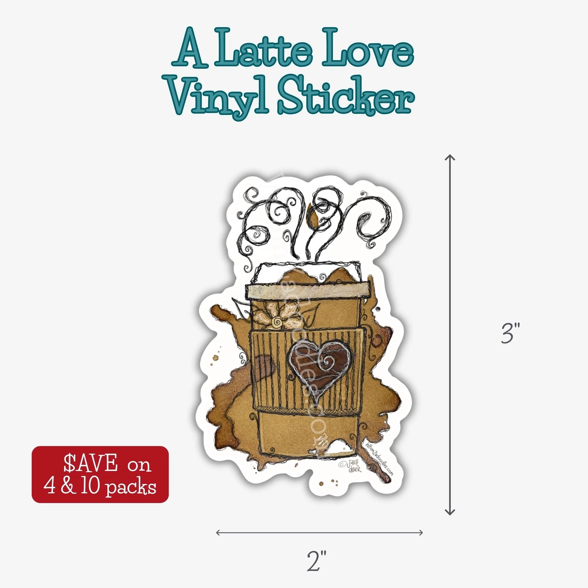 Durable waterproof vinyl sticker featuring whimsical watercolor coffee art that adds encouragement and personality to laptops, water bottles, journals, and more.