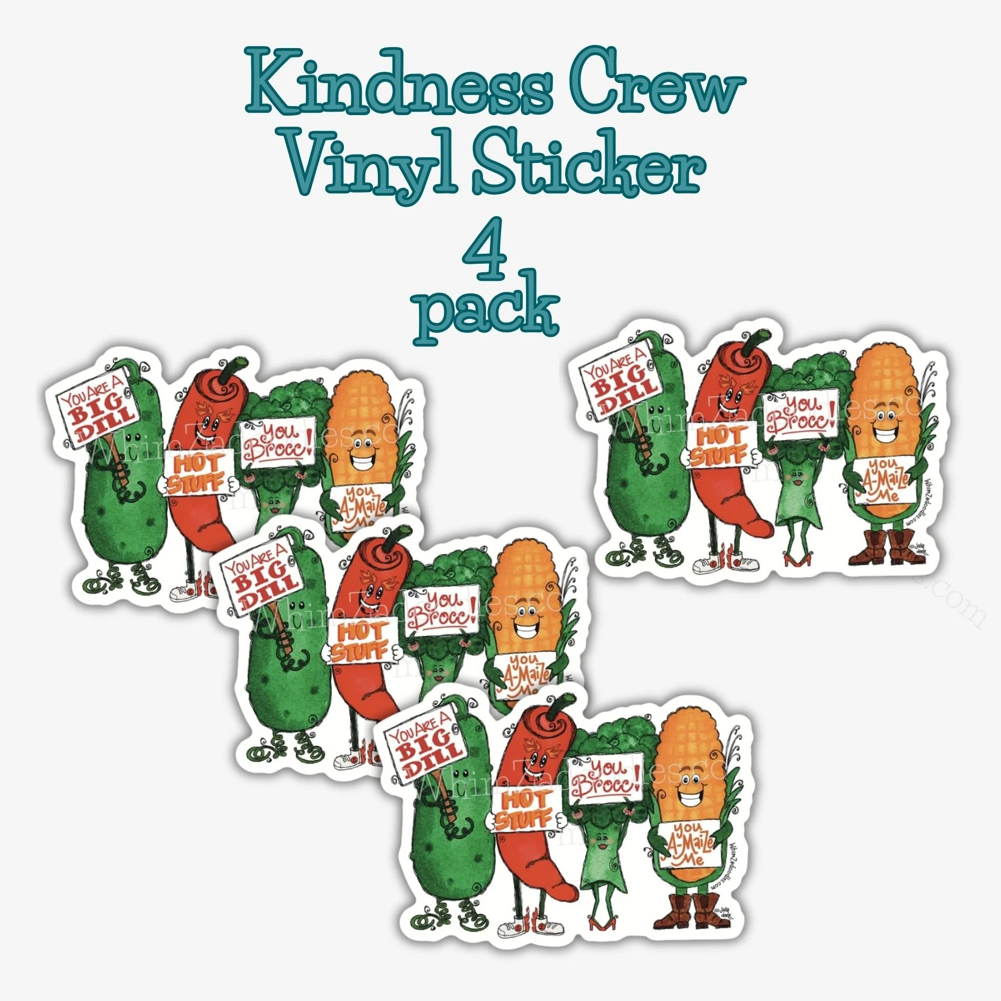 Cultivating Kindness Crew 4 pack vinyl stickers for water bottles, laptops, and daily encouragement