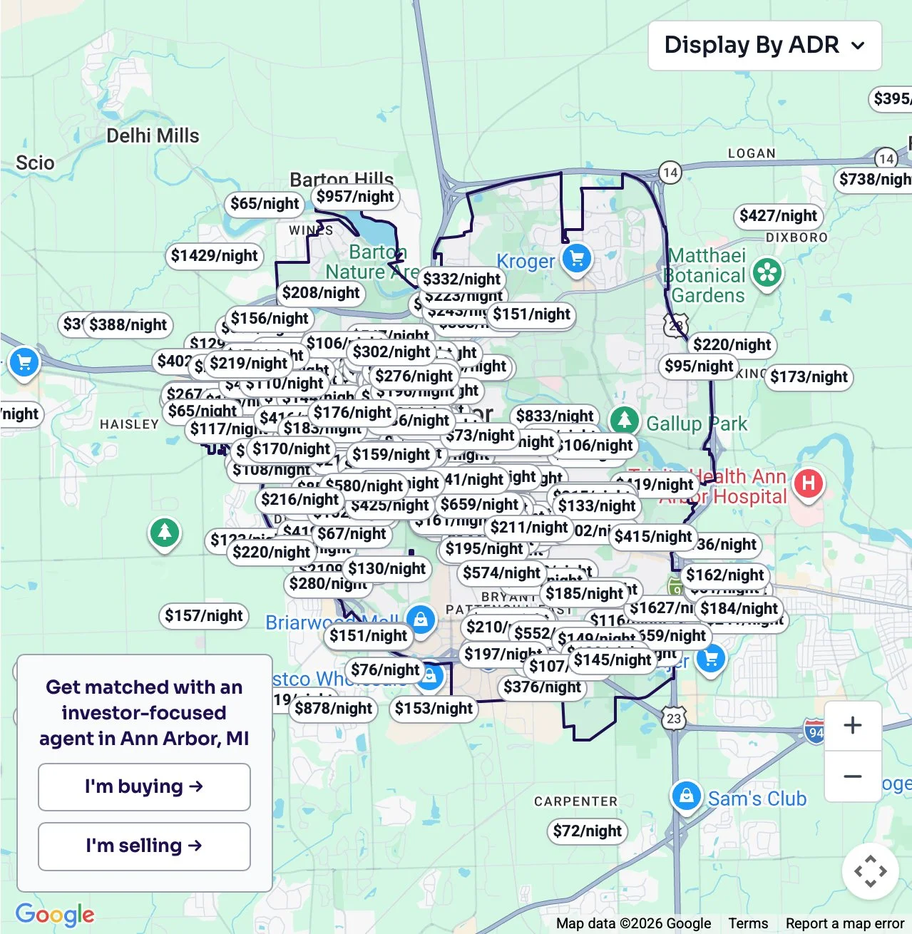 Ann Arbor Short Term Rental Map Rabbu