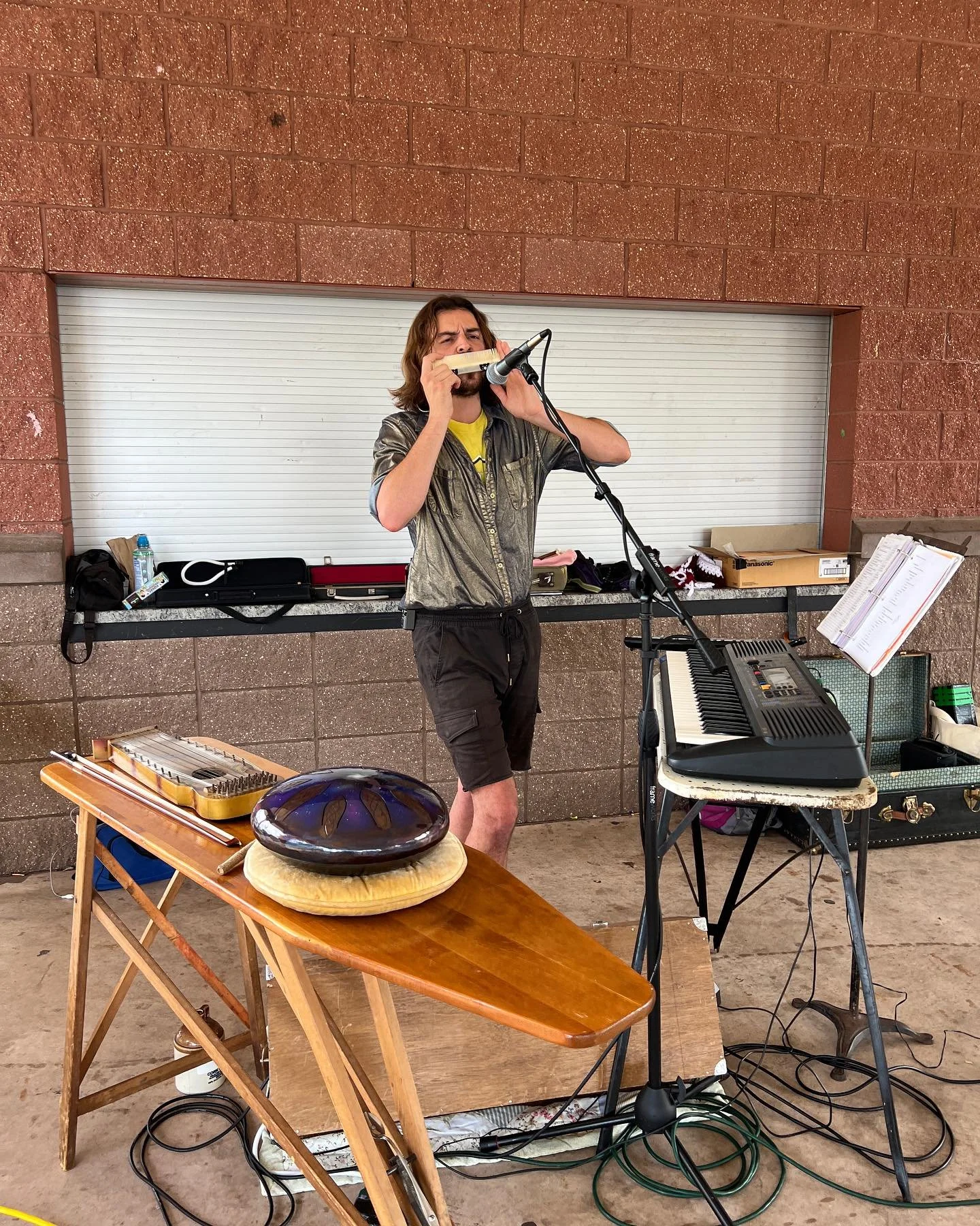 Vince playing the autoharp and singing