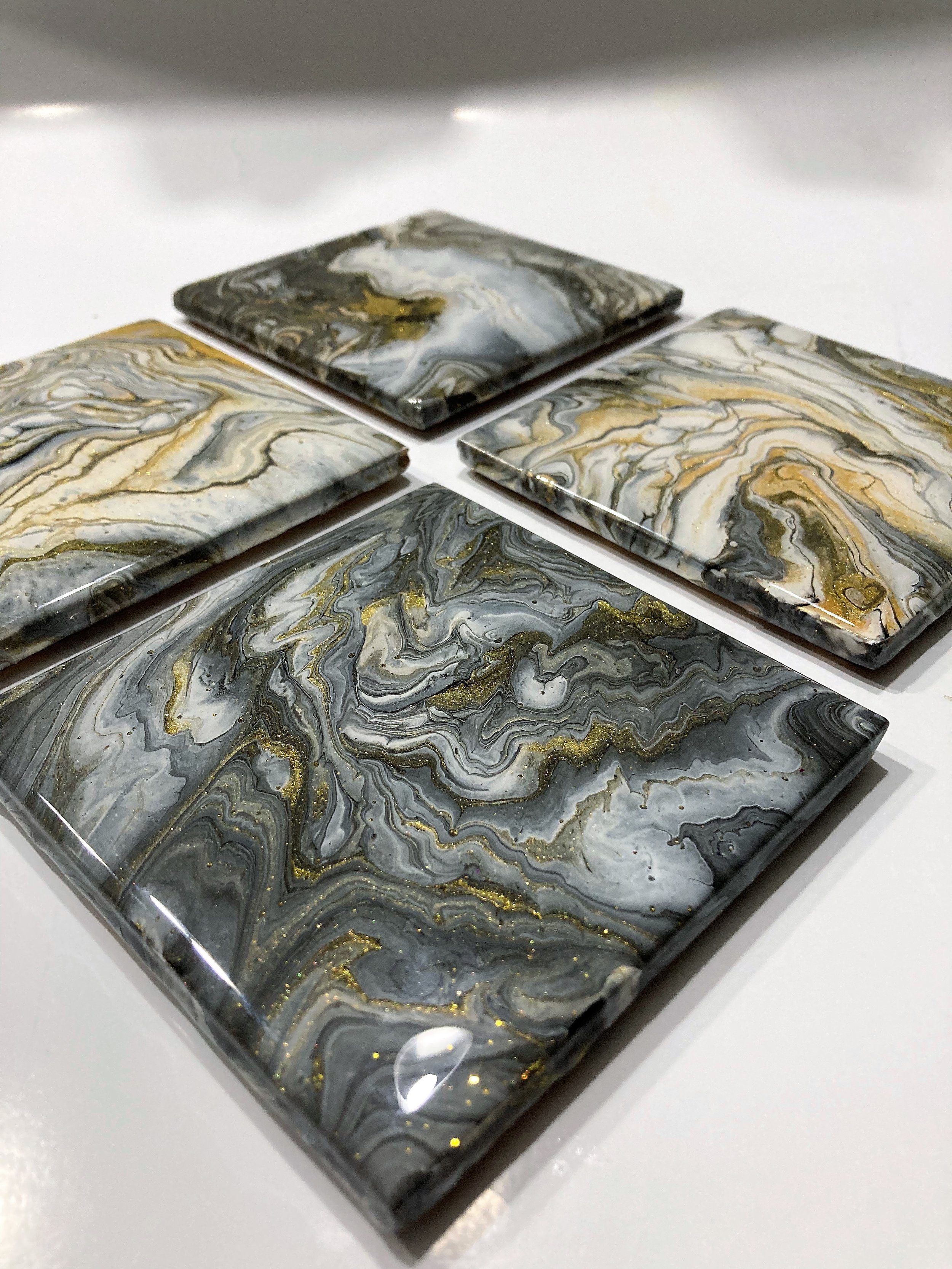 Black Gold 4 Piece Coaster Set