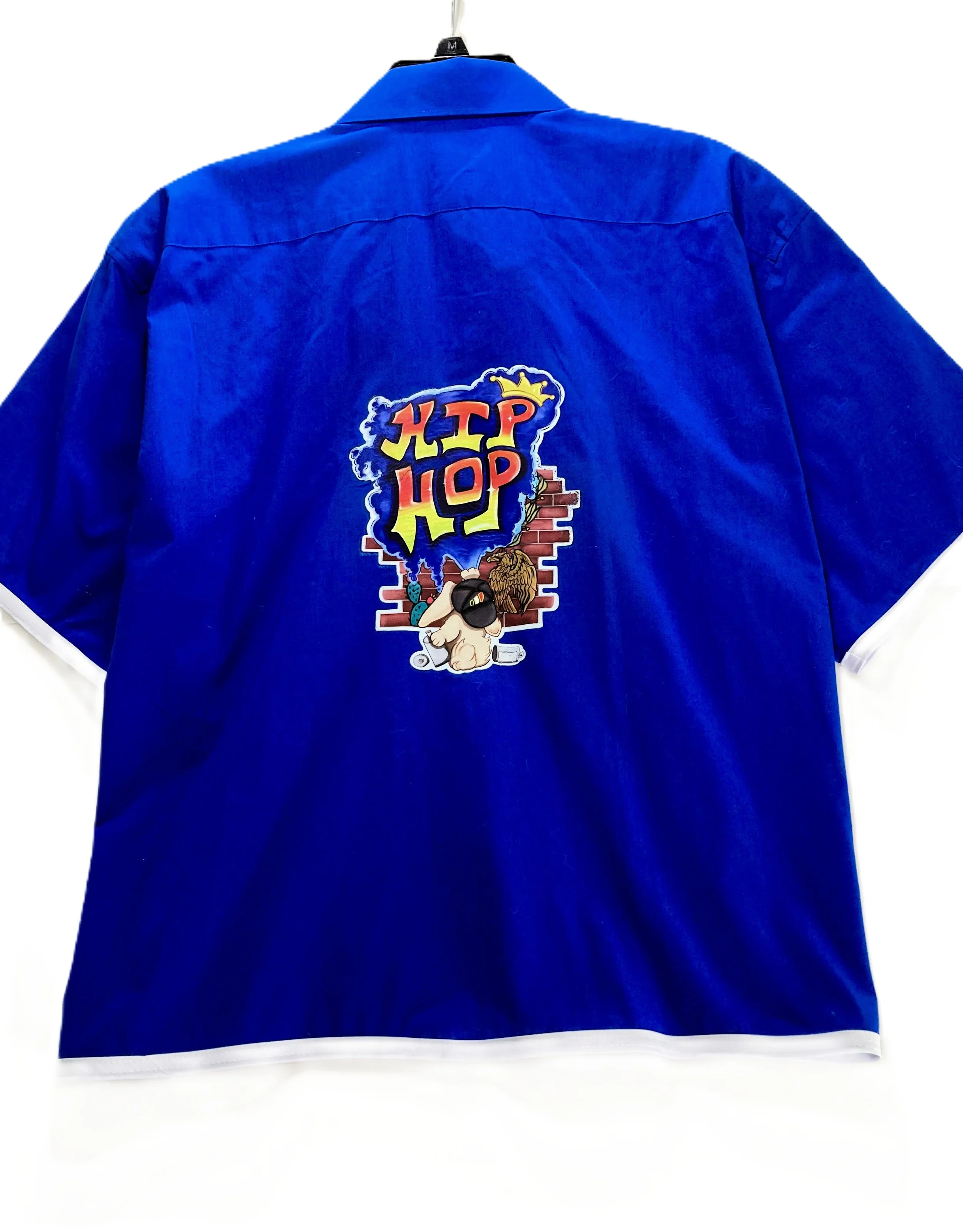 Reworked Hip Hop Bunny Cropped Flat Bottom Shirt | Upcycled Custom Artwork | OSFM Unisex