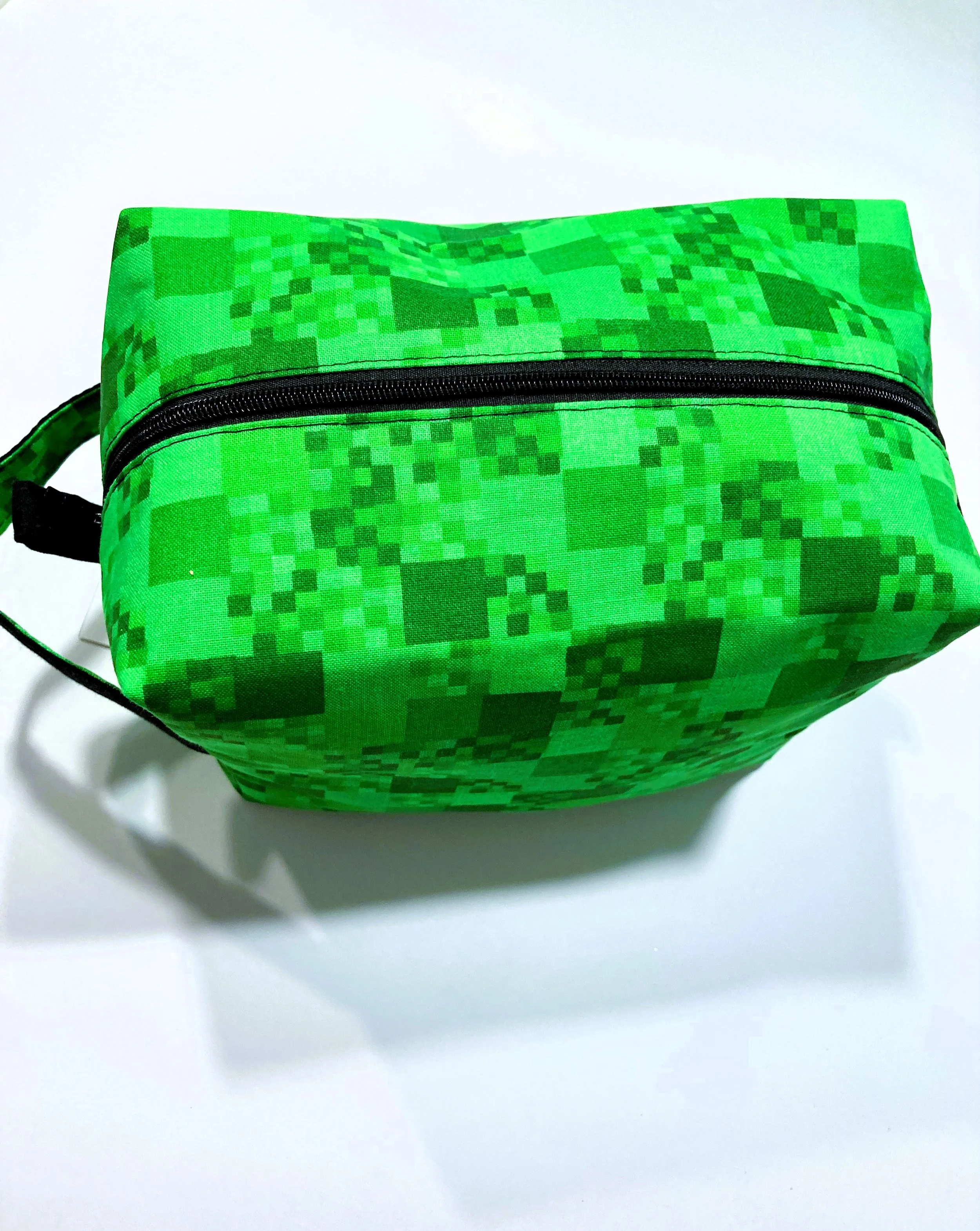 Pixel Block Travel Cosmetic Bag 8-Bit Gaming Makeup Case and Tech Organizer Top View.jpeg
