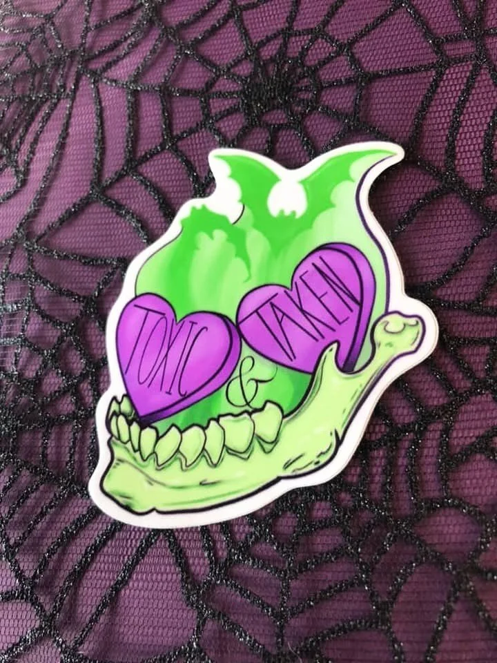 Toxic & Taken Skeleton Heart Sticker | Gothic Couples Decal