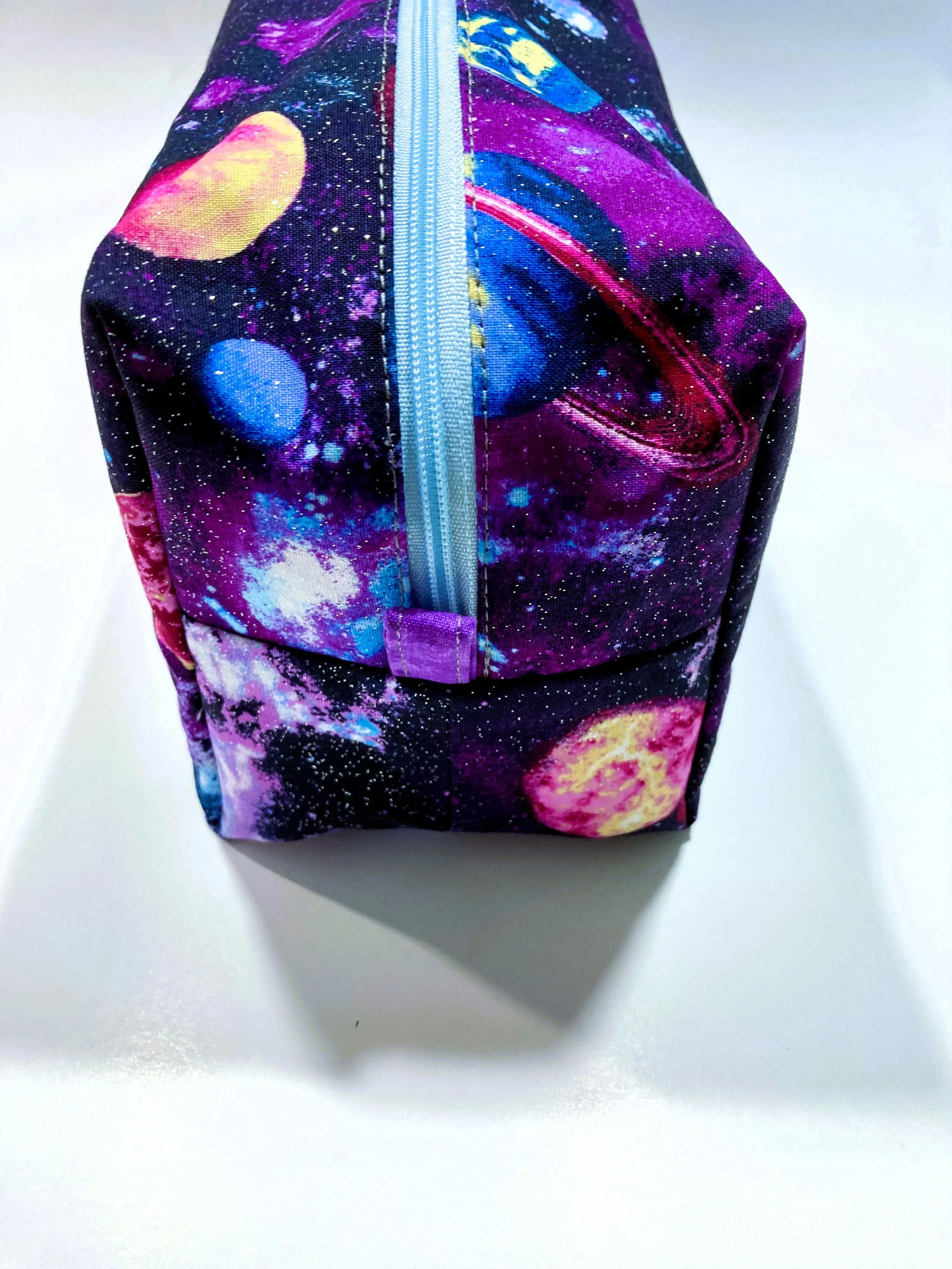 Magical Girl Cosmic Travel Cosmetic Bag Glittery Outer Space Anime Fan Art Makeup Case and Toiletry Organizer Side View.jpeg