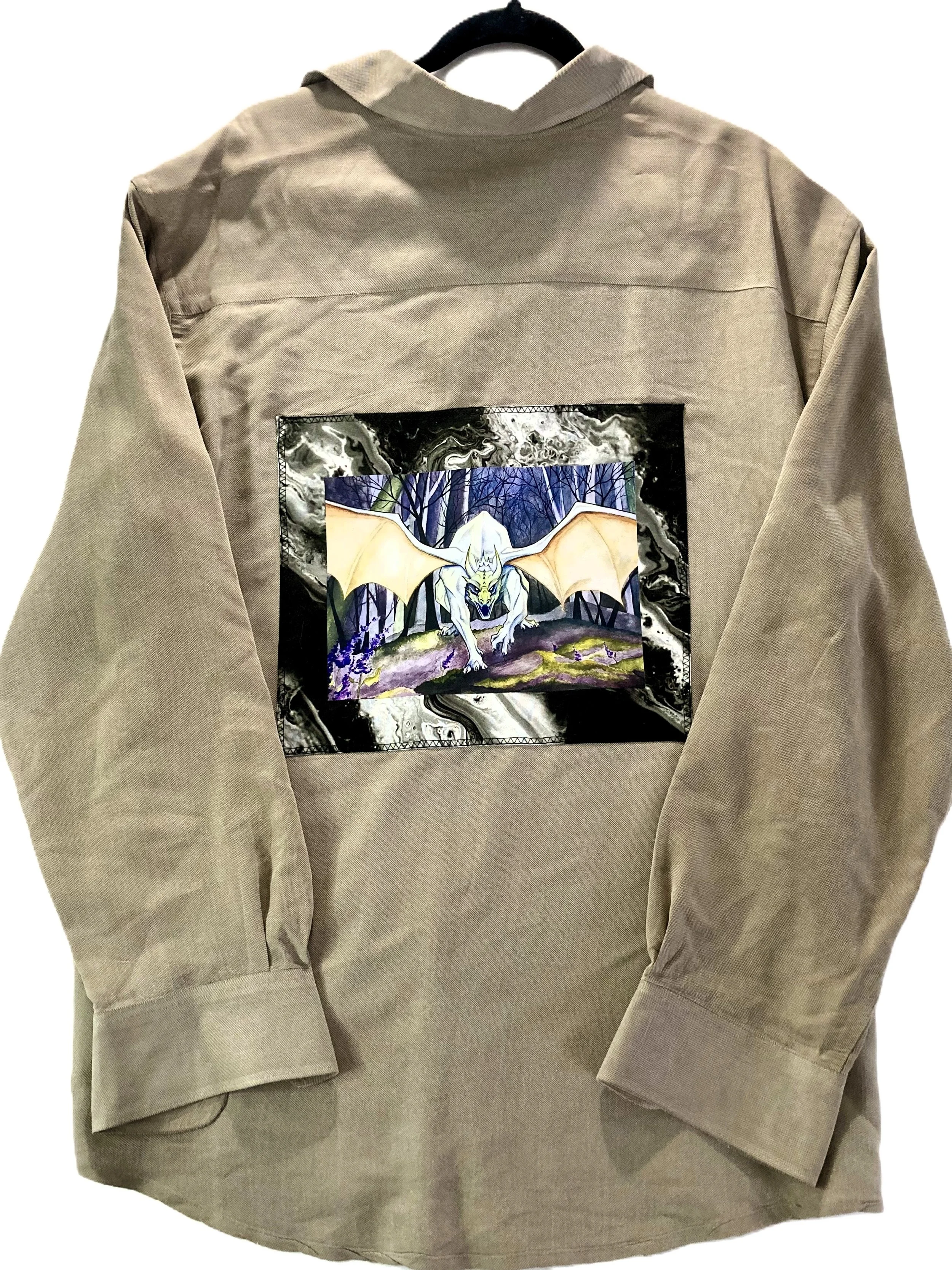 Reworked Dragon Shirt | Upcycled Custom Artwork | OSFM Unisex