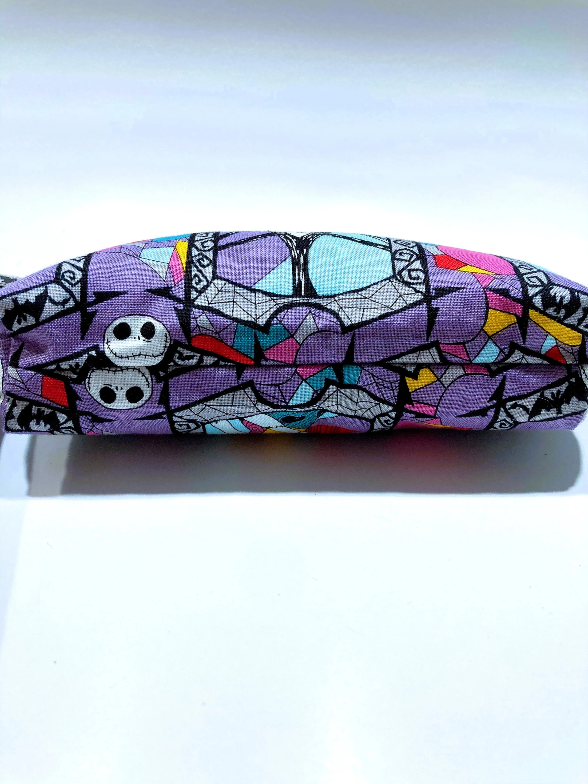 Gothic Romance Skeleton King Couple Zip Wristlet Spooky Dark Fantasy Cosmetic Bag Bottom View.jpeg