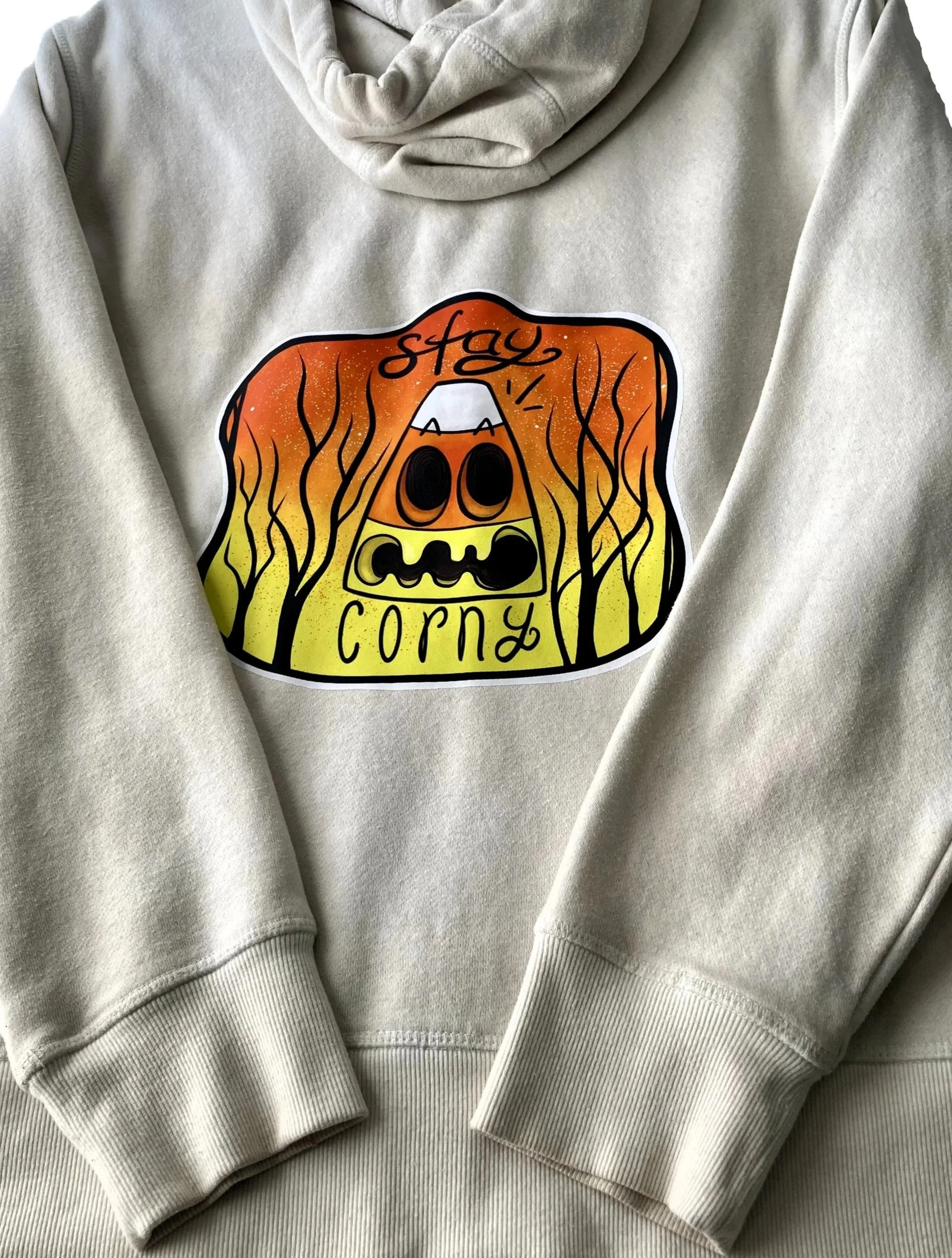 Upcycled+Reworked+Bone+White+Candy+Corn+Zip+Hoodie+Custom+Halloween+Artwork+Back+View.jpg