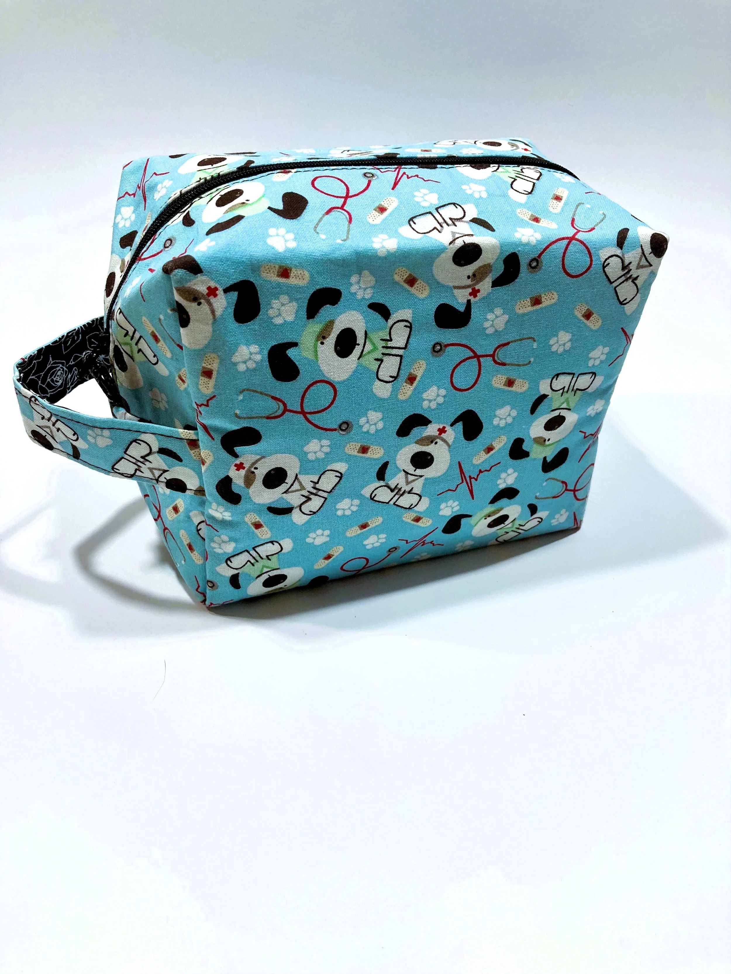 Cute Medical Pups Travel Cosmetic Bag | Cartoon Dog Doctor, Nurse, and Vet Tech Makeup Case