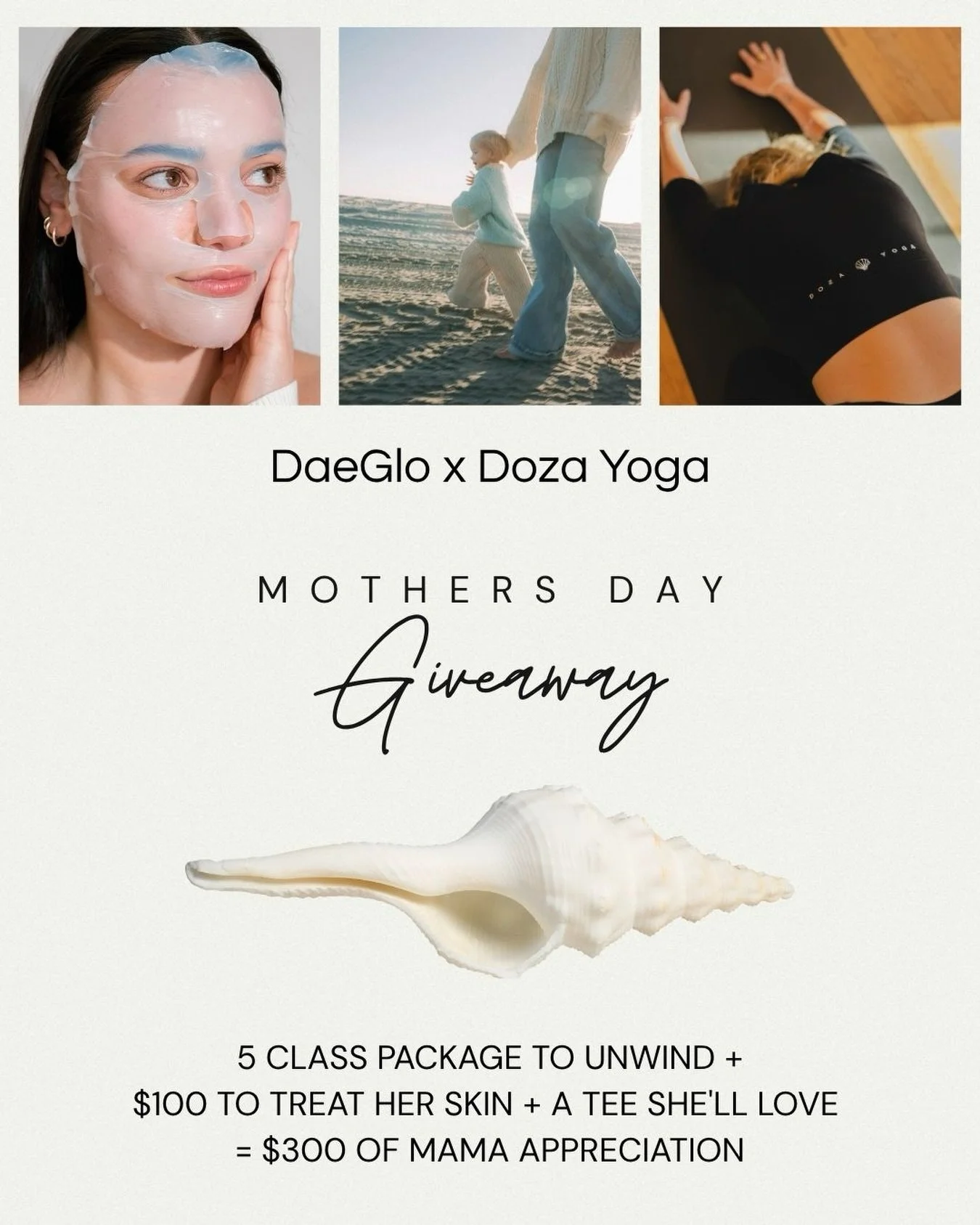 Mamas deserve more than one day 💛

We&rsquo;re celebrating every mama with a $300 prize pack. 5 doza classes, a $100 gift card towards a facial, and a DaeGlo tee!

To Enter:

Must follow both @daeglostudio &amp; @dozayoga 

Tag a mama in the comment