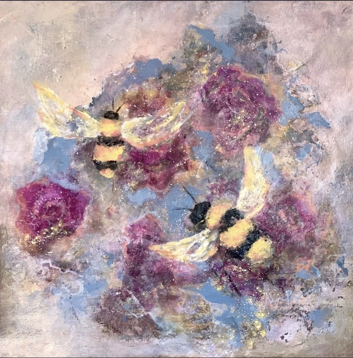 BEE PRESENT - 16" x 16" - $500