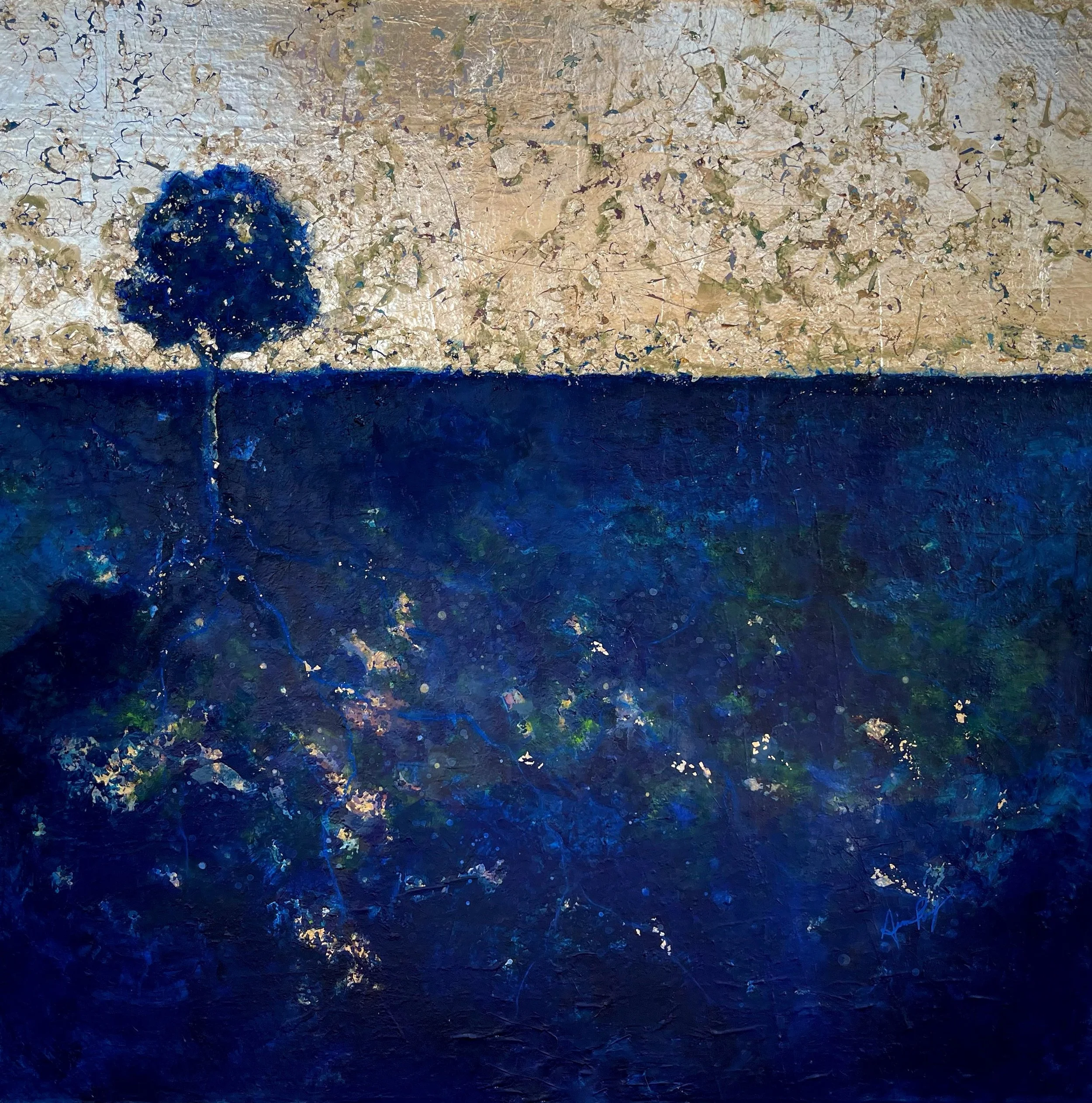 EMERGENT - 48" x 48" - $4500 (Acrylic and Gold Leaf)