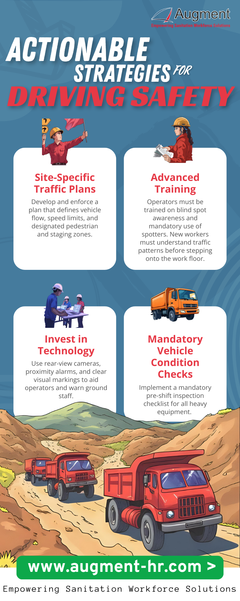 infographic of safety driving strategies for waste management facilities