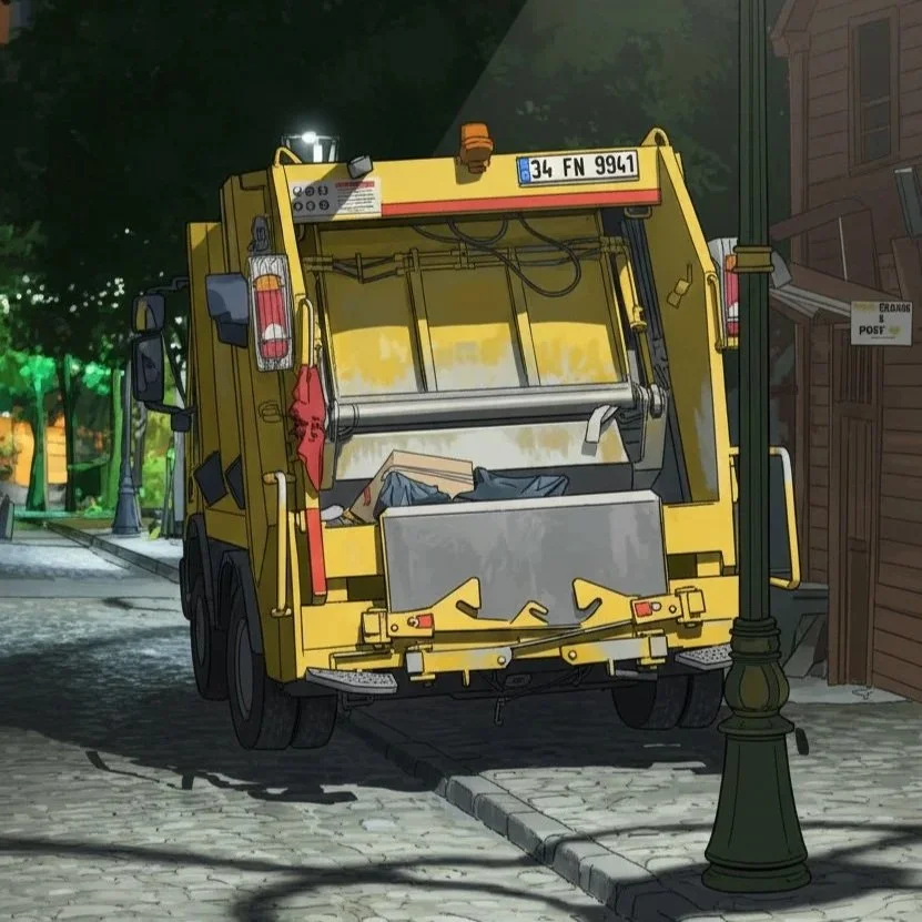 Packer blade in garbage truck