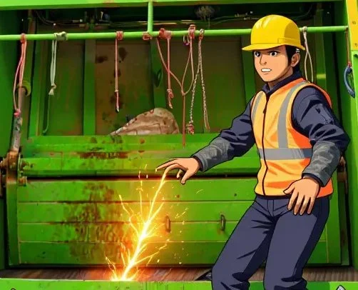 trash truck compactor danger