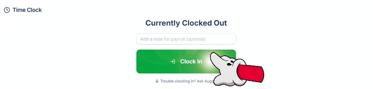 clock in with augment's digital time clock