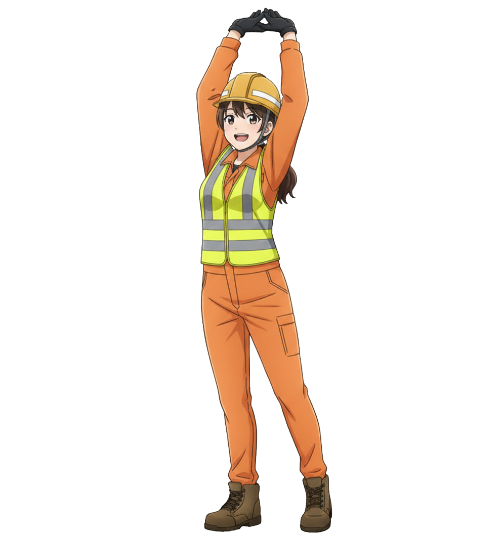 trash worker female stretching