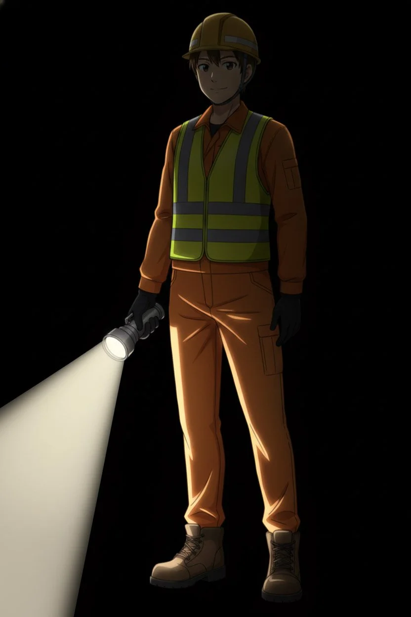 garbage man holding flashlight on an early morning shift