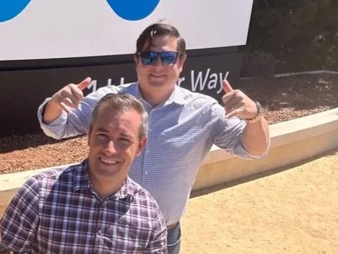 james and chris outside Meta