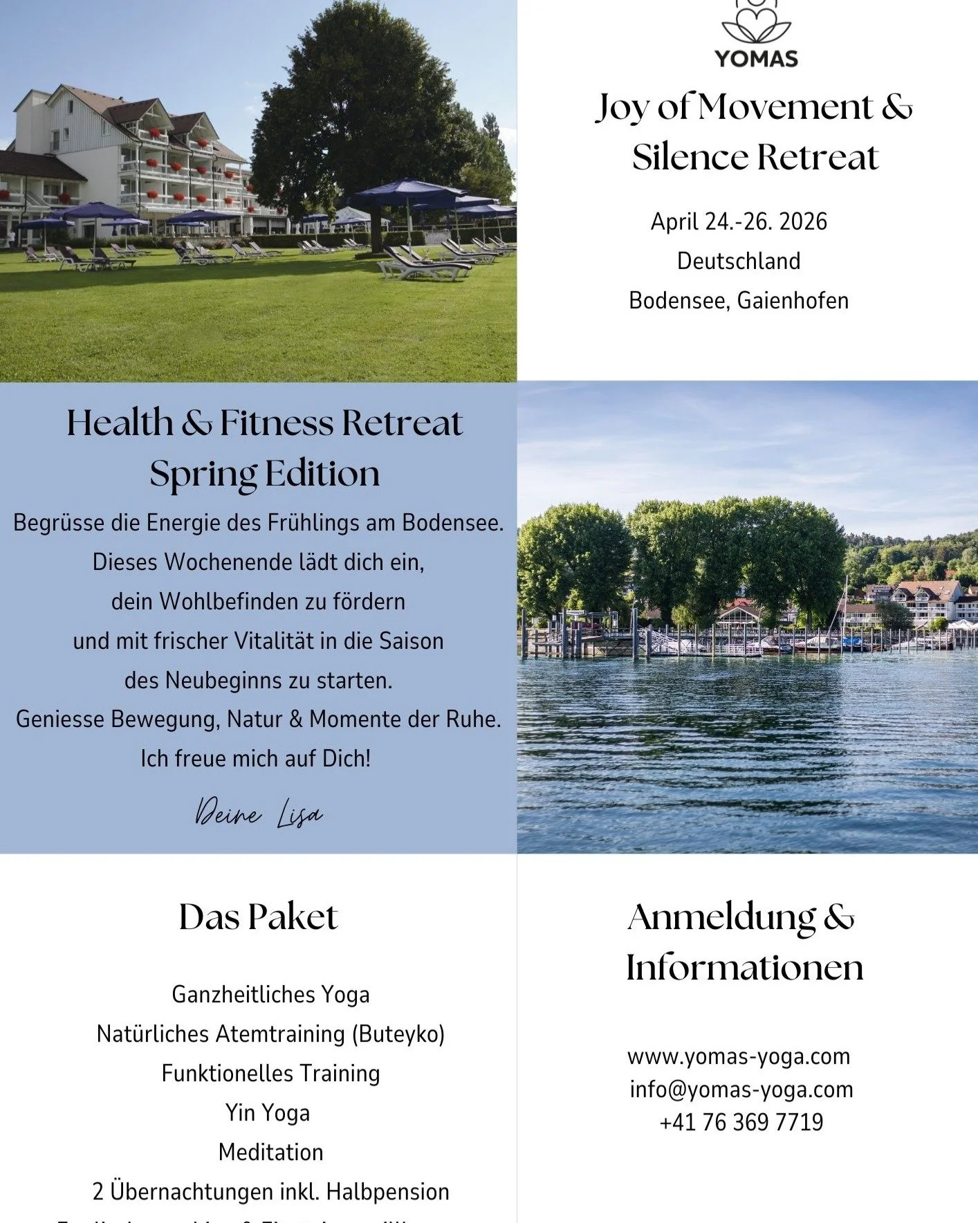 With deep gratitude, I&rsquo;m excited to announce my 3rd retreat.

This one is especially close to my heart, as it will take place in my second home &mdash; at the beautiful Lake Constance. With direct lake access and the fresh energy of spring, thi