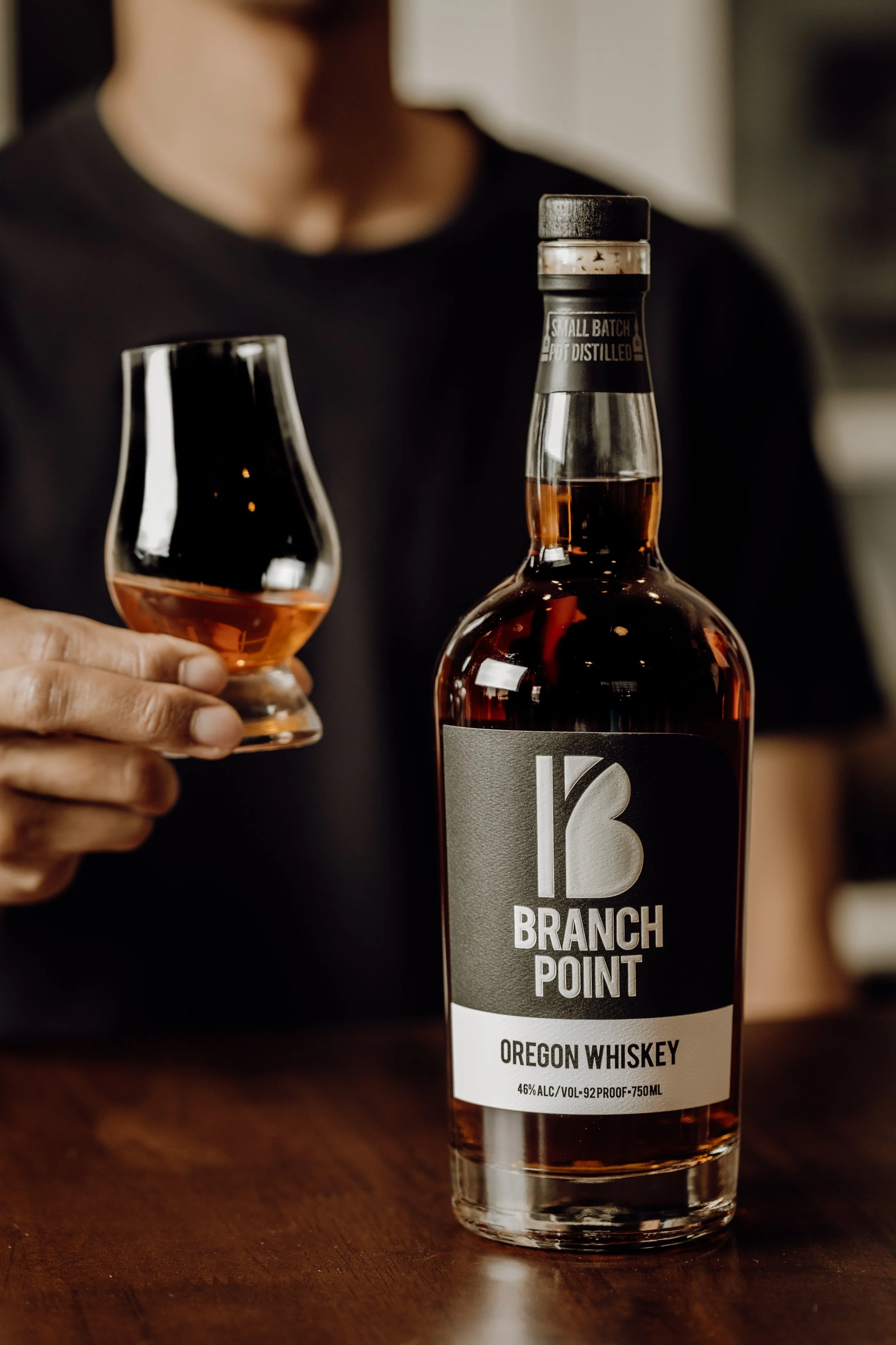 Glencairn with a bottle of our Oregon Whiskey