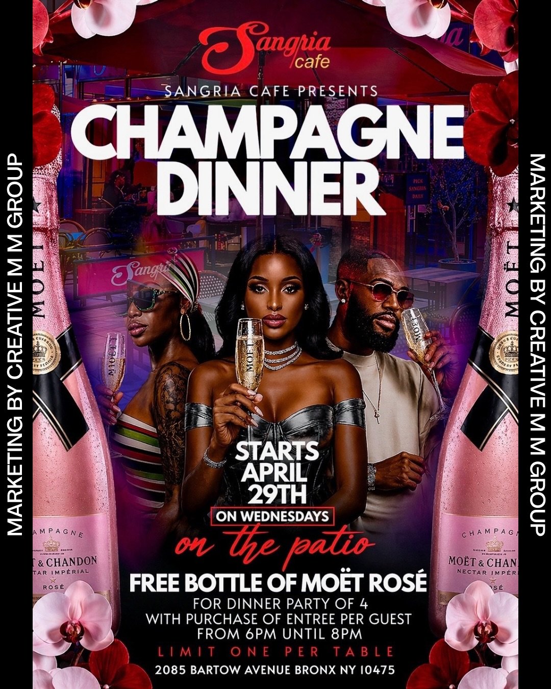 🥂 Pop the Bubbly: Special Champagne Dinner! 🍾

Get ready for an unforgettable dining experience! Join us for a Champagne Dinner where groups of four who buy entrees will receive a FREE bottle of champagne! 🎉✨

✨ Why You Should Join Us:
- Indulge i