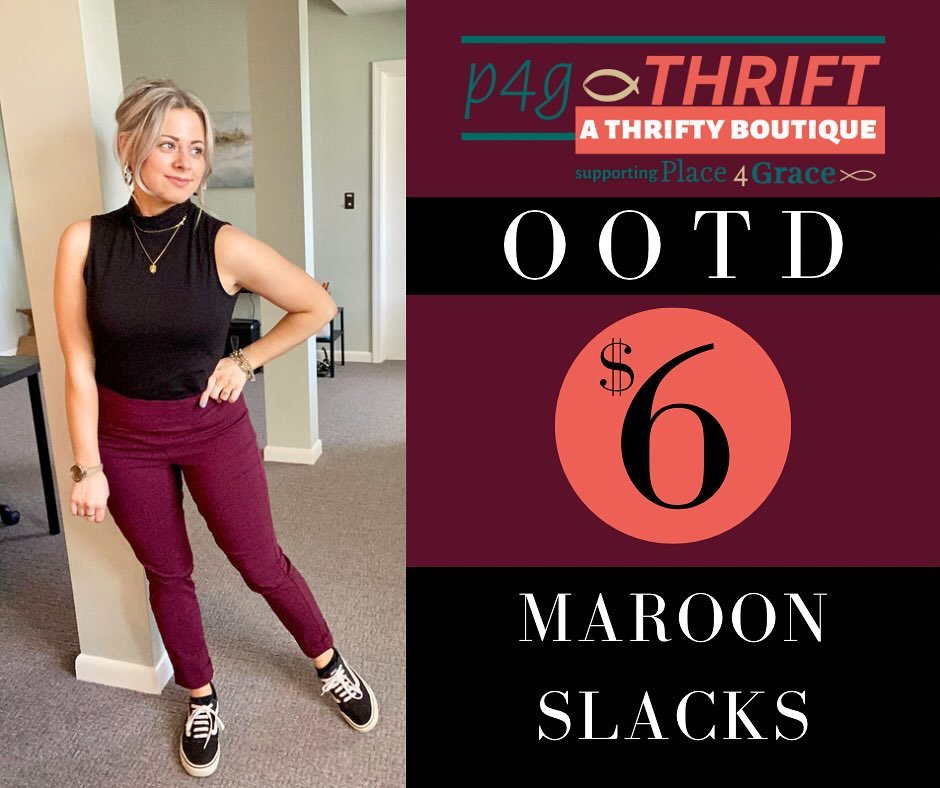 Hosanna found these $6 maroon slacks at P4G Thrift! 🤩

We have so many amazing finds to score on your next trip in!

🛍️ P4G Thrift
506 N Main St. Mount Vernon

.
.
.
.

@place4grace 
@p4g_thrift 

#place4grace #p4gthrift #grace #nonprofit #thrift #