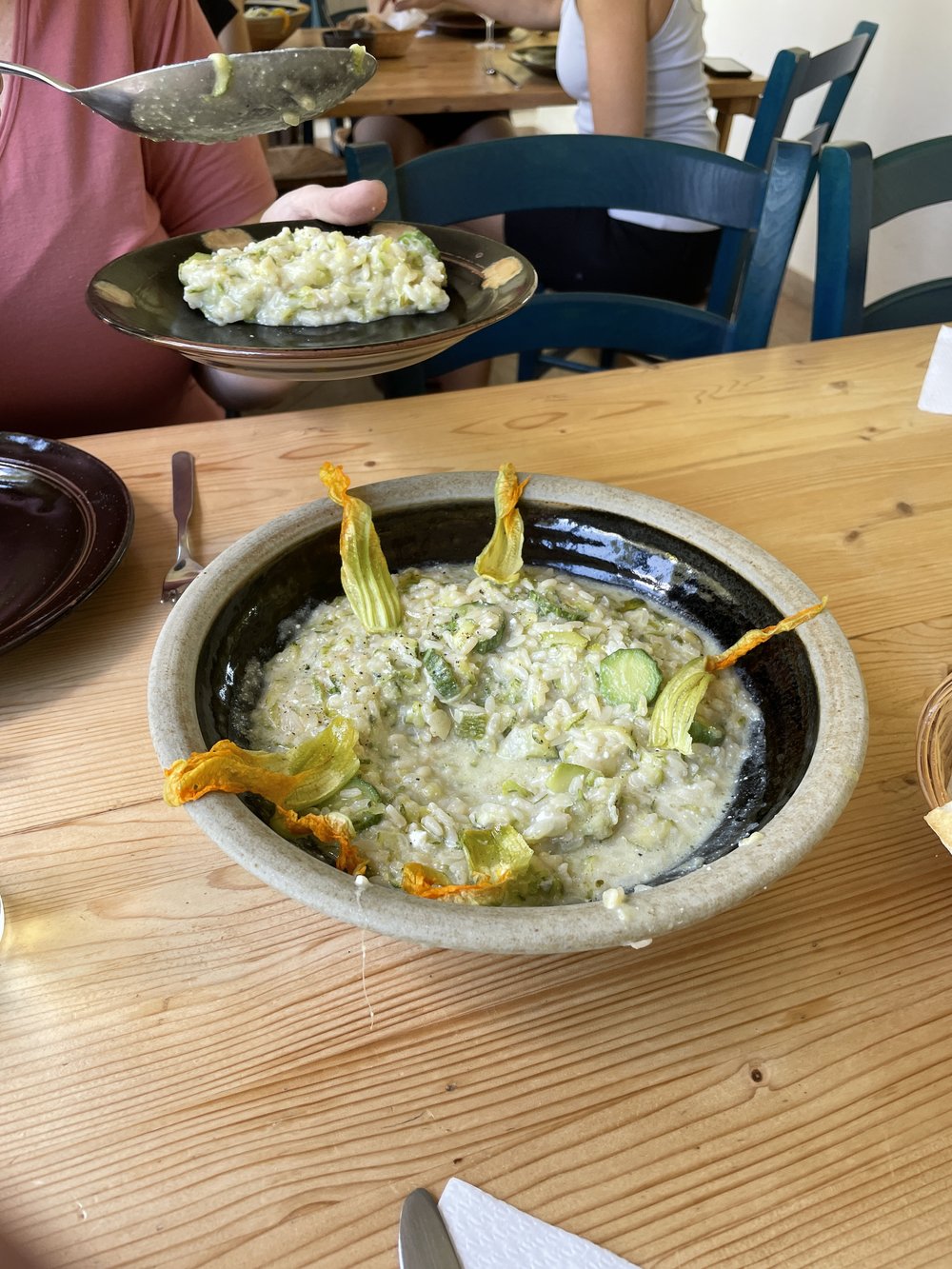 Lunch, risotto with zucchini flowers