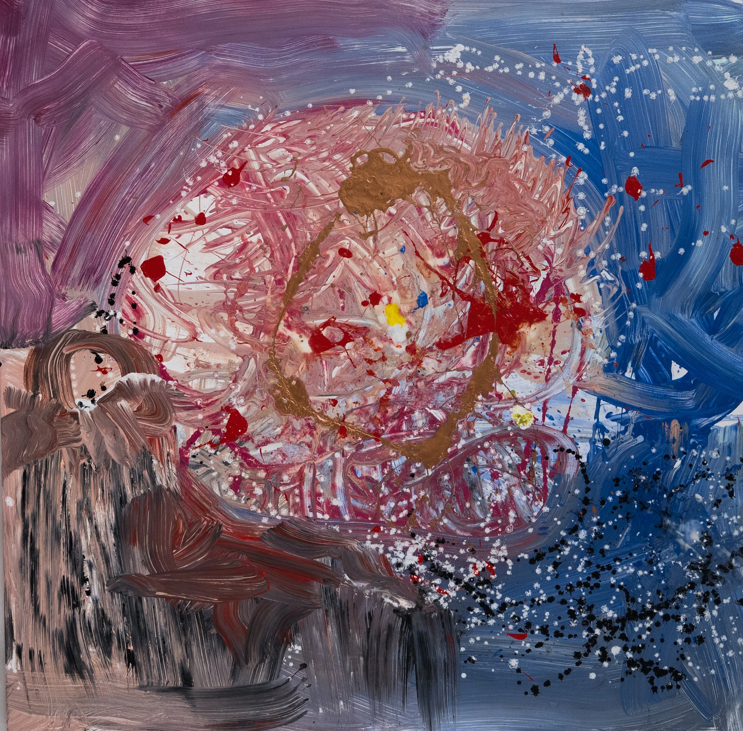 Symphony of the Cosmos, 2025, acrylic on canvas, 60 x 180 in (Middle Panel 2 of 3) 