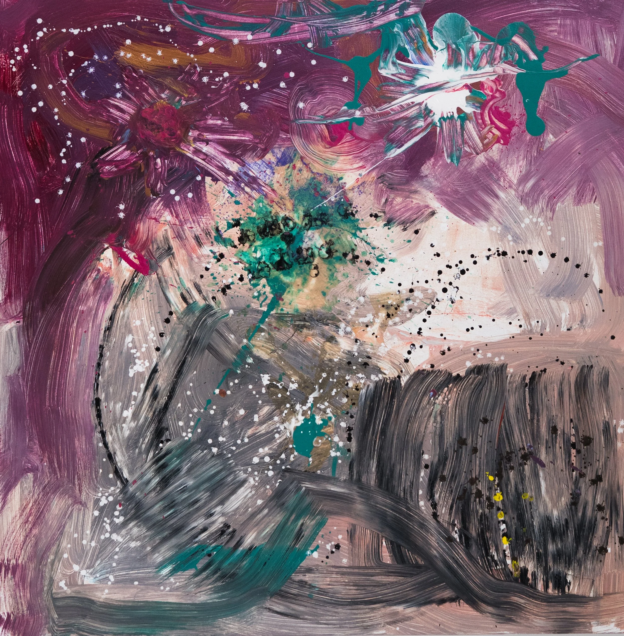 Symphony of the Cosmos, 2025, acrylic on canvas, 60 x 180 in (Left Panel 1 of 3) 