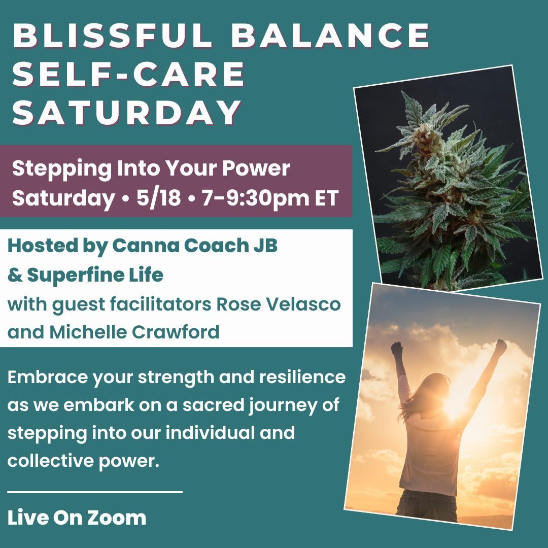 Mark your calendar and get your ticket for this Saturday's Blissful Balance &mdash; a mini self-care retreat from the comfort of your home 🙌⁠ hosted by me and @CannaCoachJB 🌱⁠
⁠
Our theme is Stepping Into Your Power 🔥 A transformative journey desi