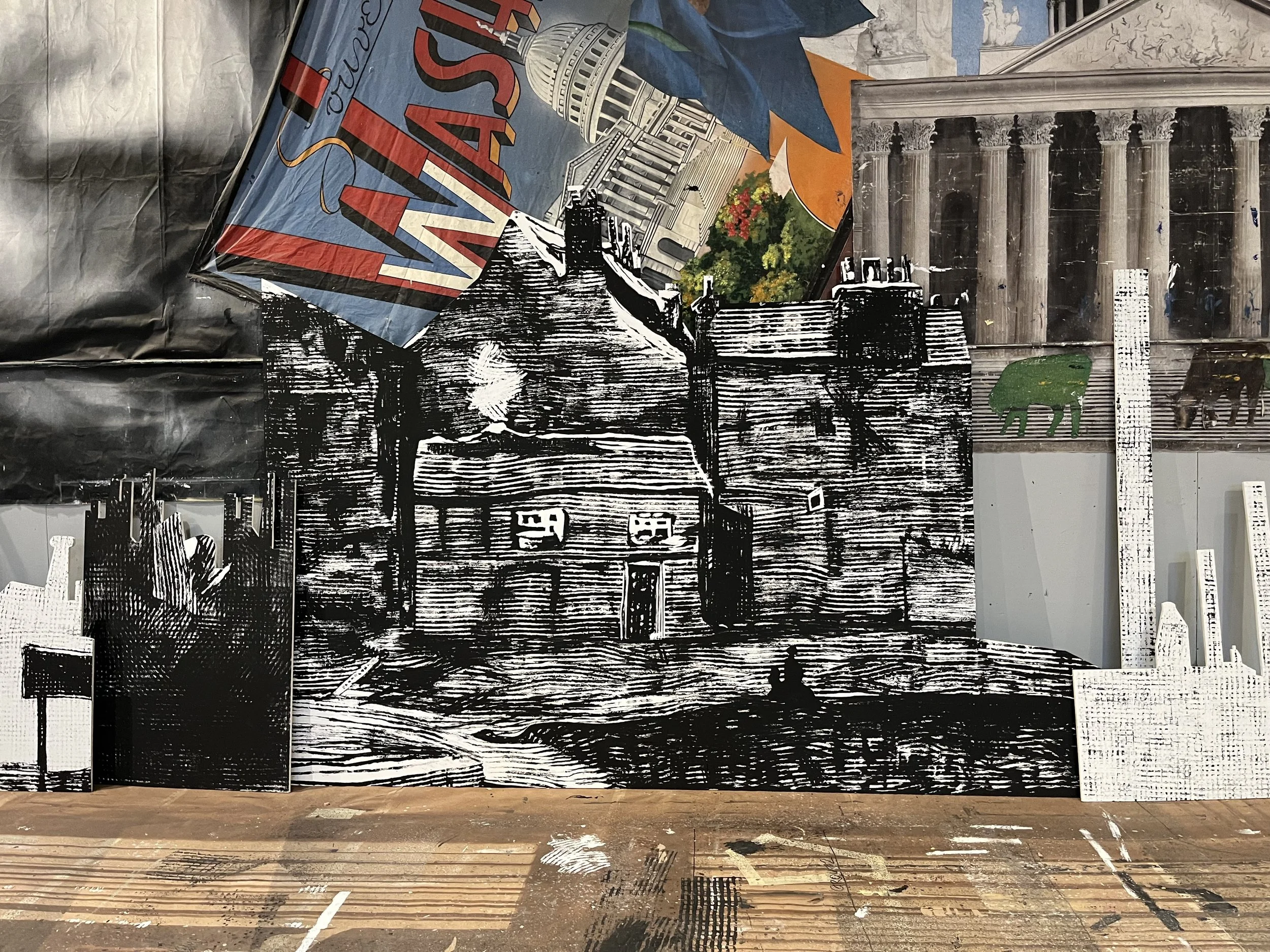 line work for street backdrop - A Christmas Carol