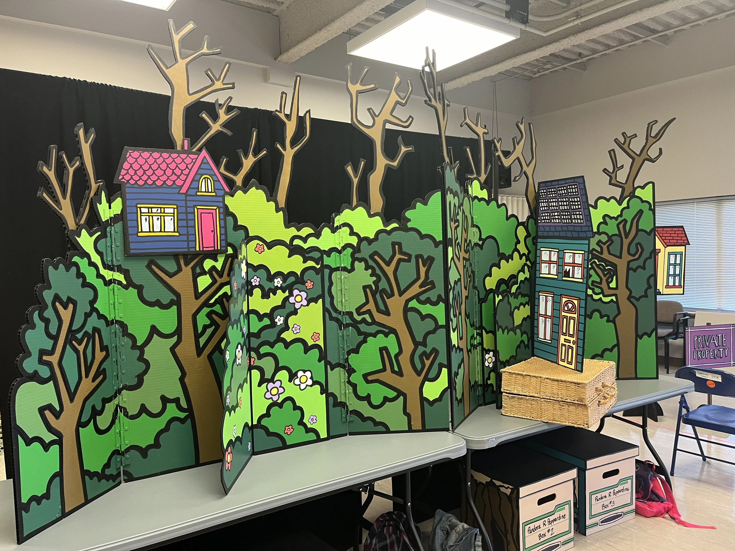 assembled scenery - Pandora's Suitcase Children's Tour 