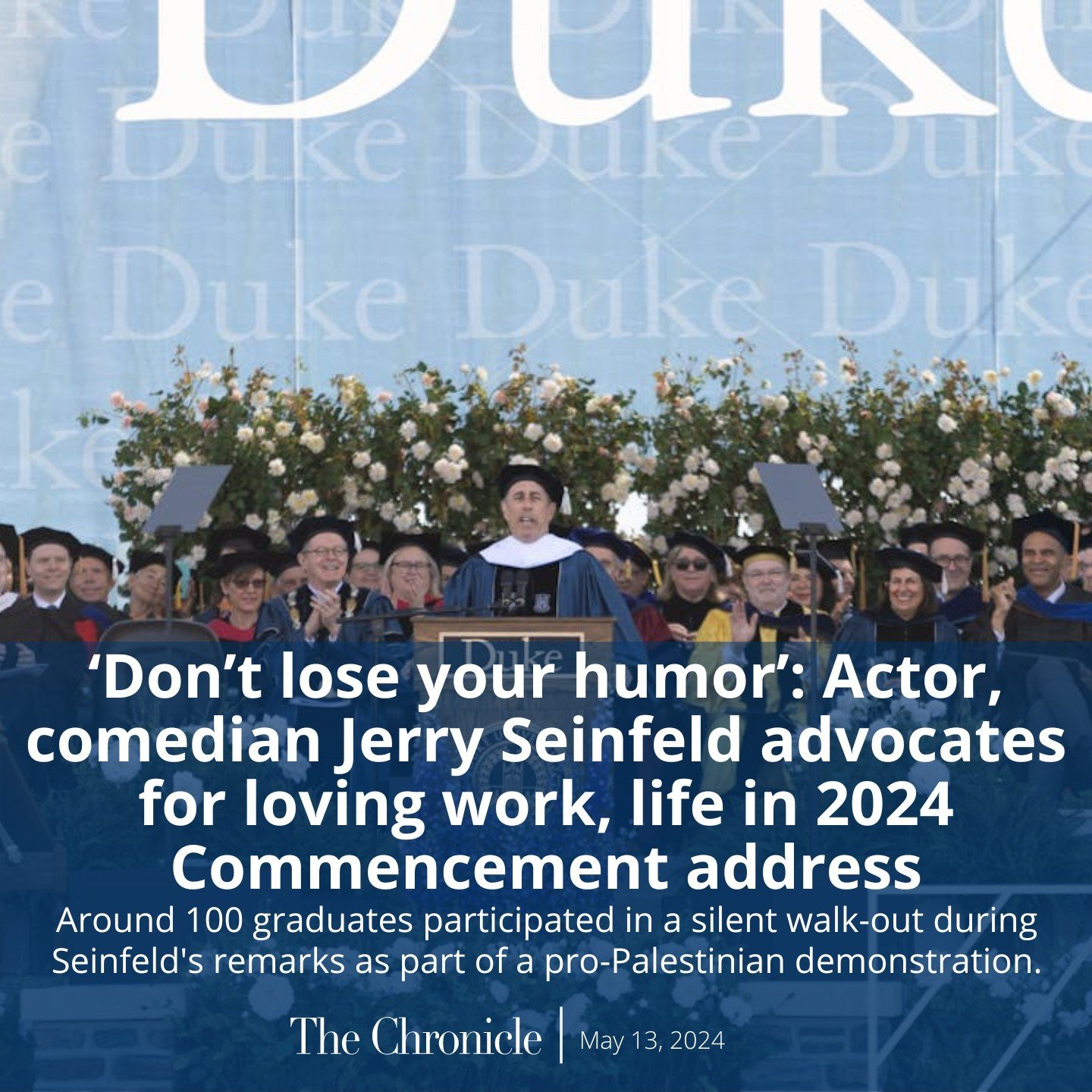 Actor and stand-up comedian Jerry Seinfeld spoke about the role of humor in leading a meaningful and successful life during his Commencement address to the Class of 2024.

President Vincent Price introduced Seinfeld as &ldquo;a true cultural icon.&rd