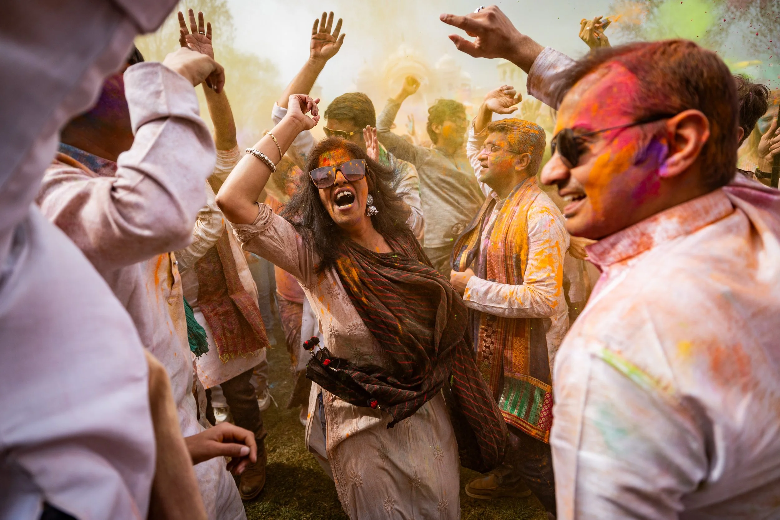  Shweta Chavan, center, dances at the Holi Festival of Colors at Sri Sri Radha Krishna Temple in Spanish Fork on Saturday, March 29, 2025. 