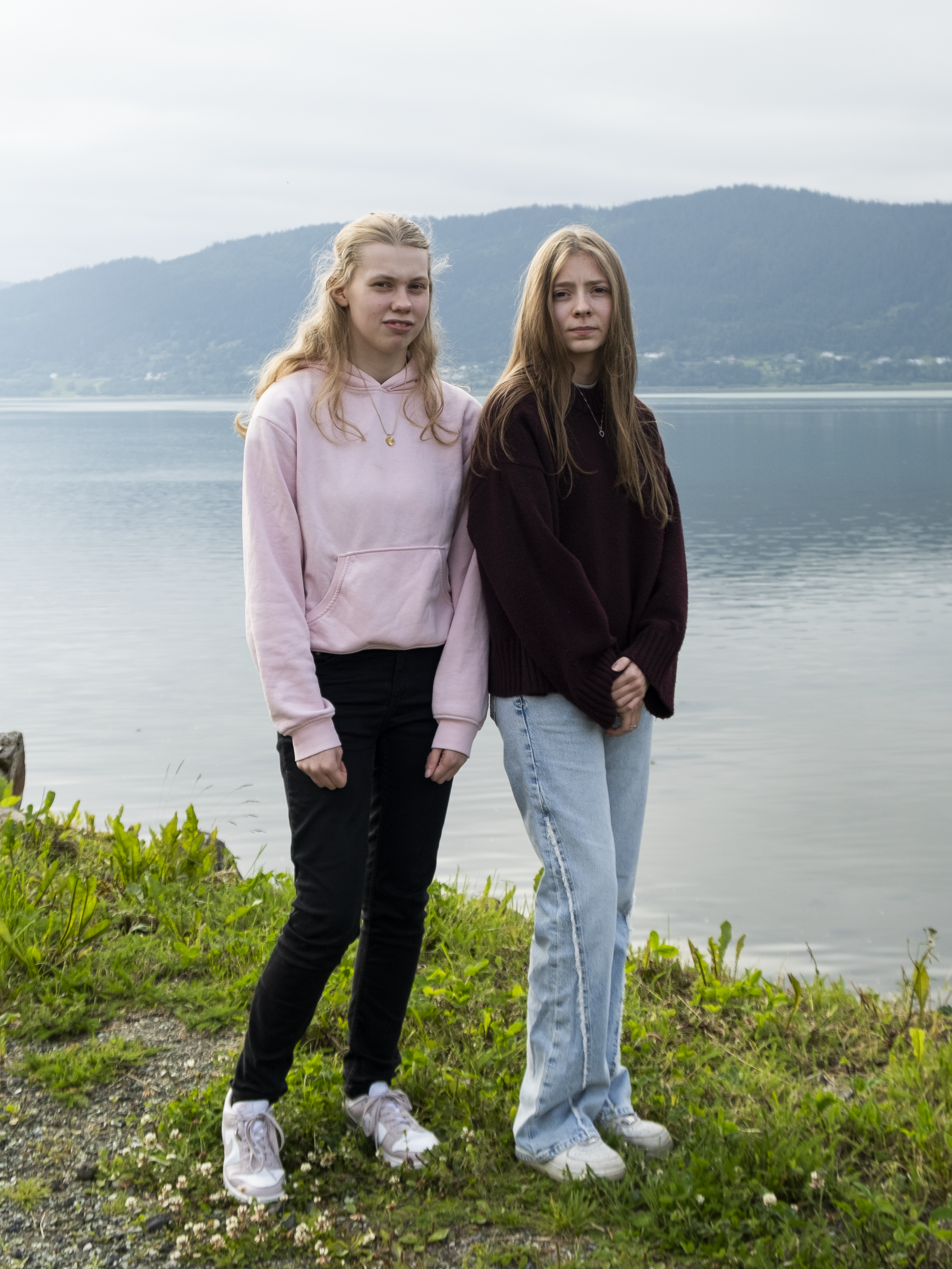 Oda and Tuva survived a motorcycle accident. A car knocked them over 50 meters down the road. 