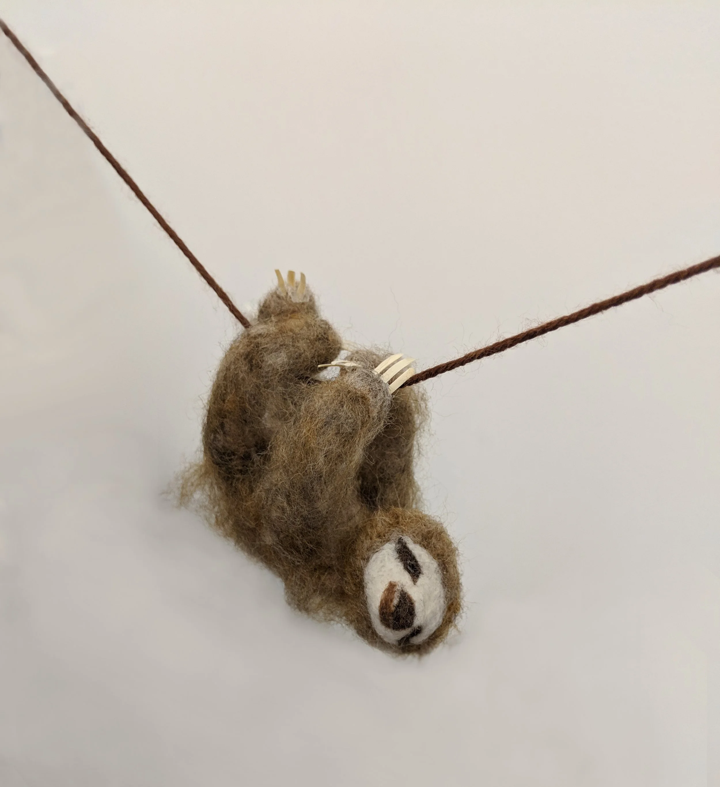 Les petites griffes du parresseux ont été fabriquées à partir de bois de baguettes chinoises.