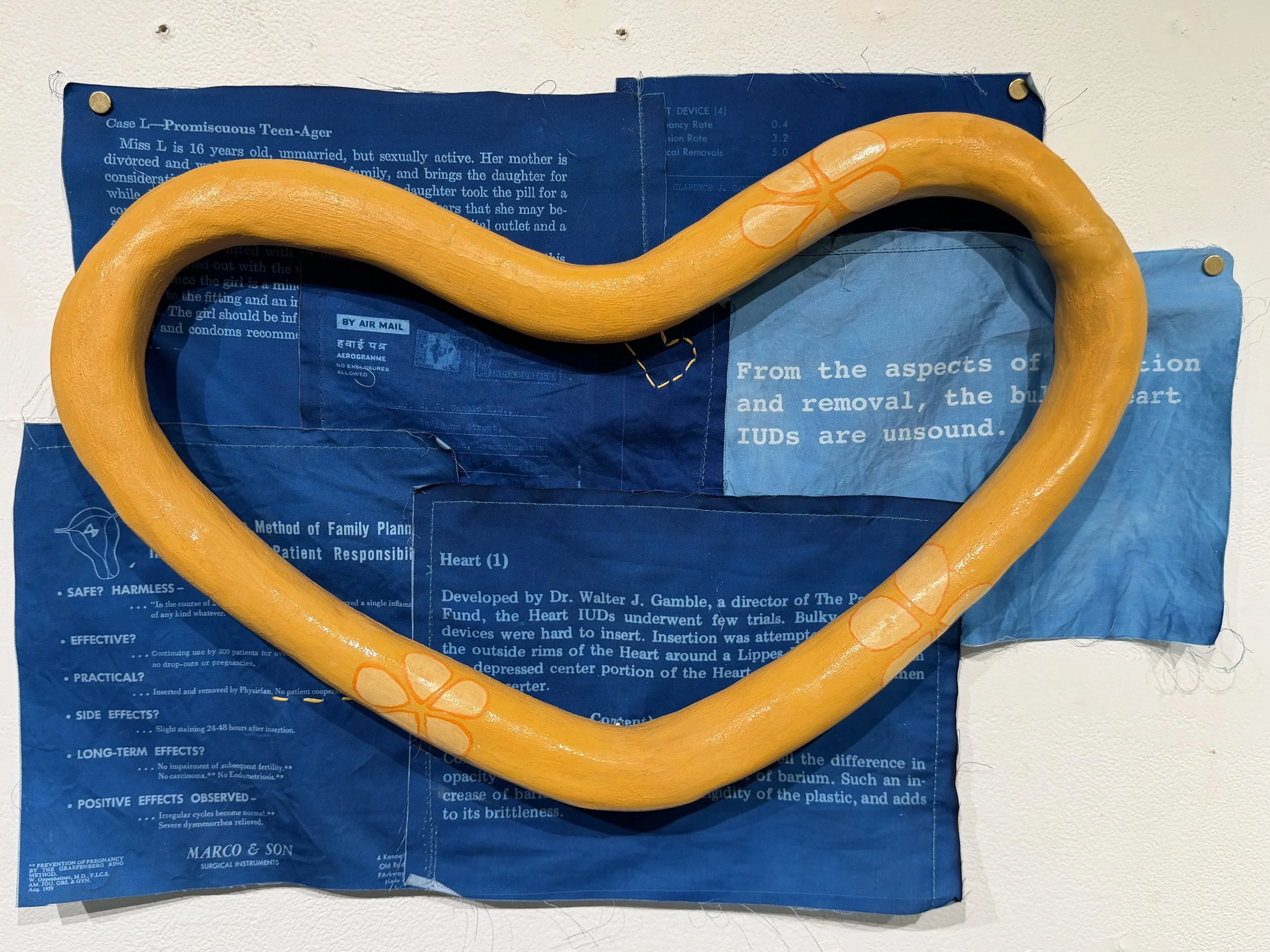 Heart | 2026 | Stoneware, cyanotype cotton, embroidery thread